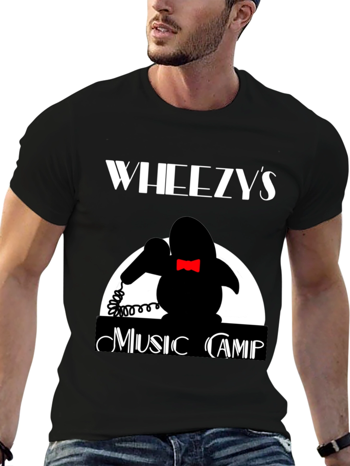 Black Wheezy's Music Camp T-Shirt - Retro Design view 6