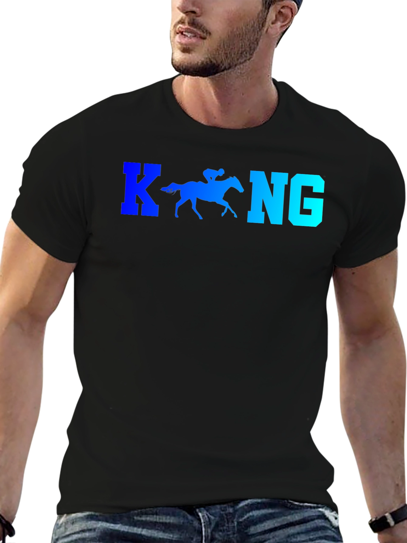 Black Horse Racing Tee - King Style Graphic T-Shirt view 6