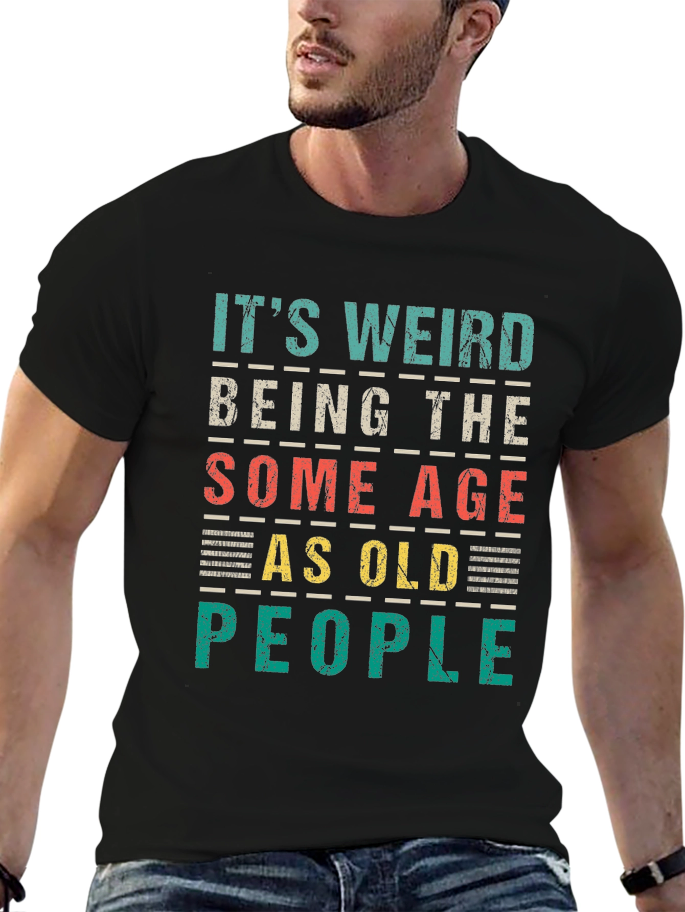 Black Funny "Same Age as Old People" Graphic Tee view 6