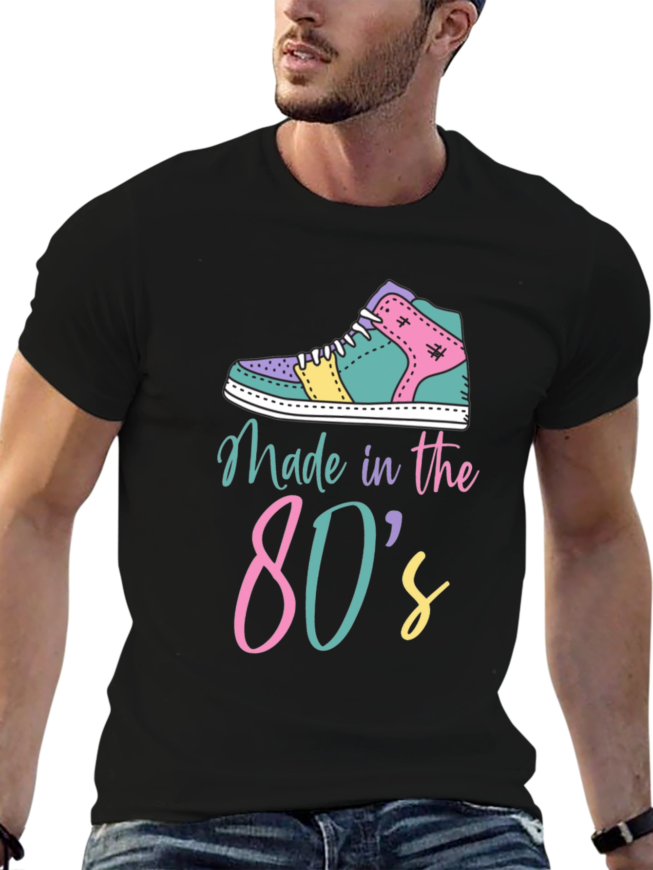Black Retro 80s Sneaker Graphic Tee view 6