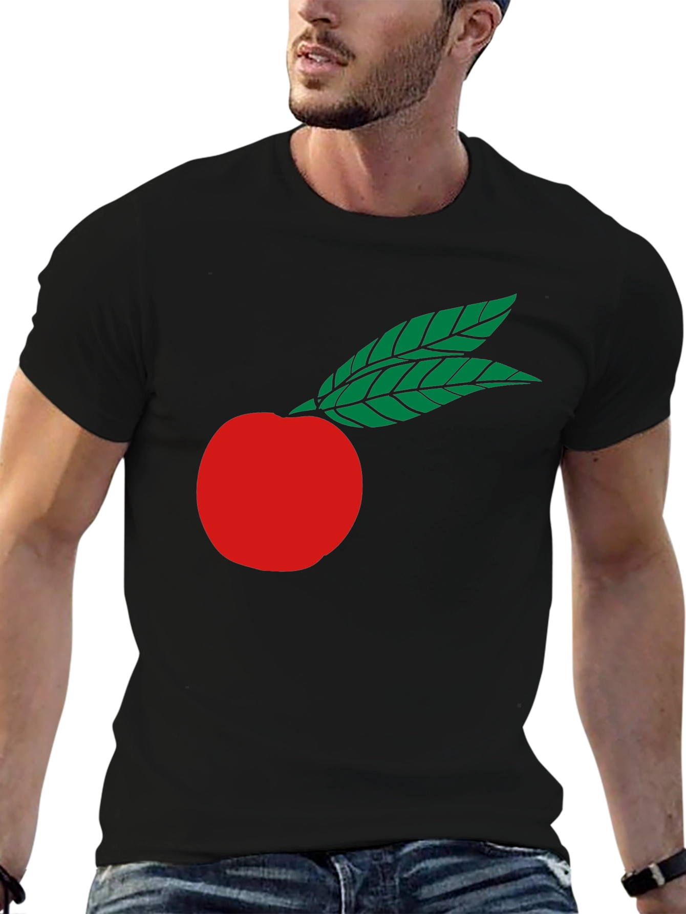 Black Red Fruit Graphic Black T-Shirt view 6
