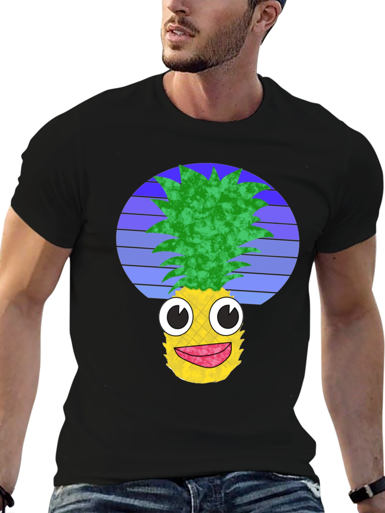 Black Funny Pineapple Graphic Tee - Black view 6