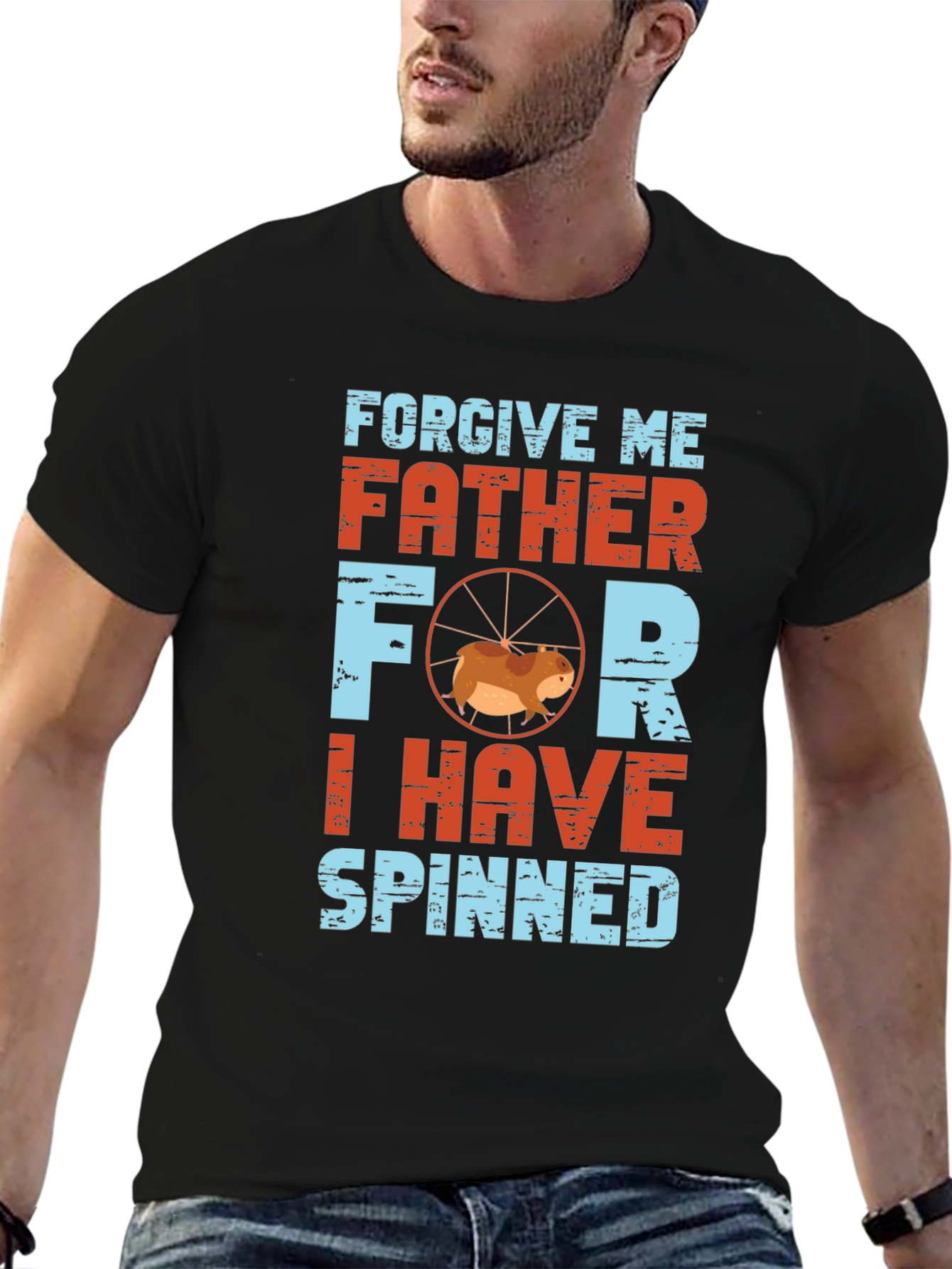 Black Forgive Me Father I Have Spinned T-Shirt view 6