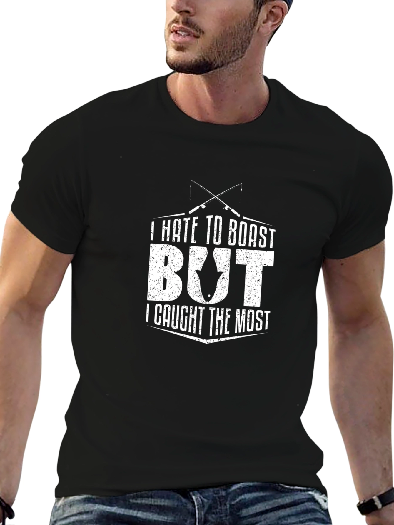 Black I Hate To Boast But Funny Fishing T-Shirt view 6