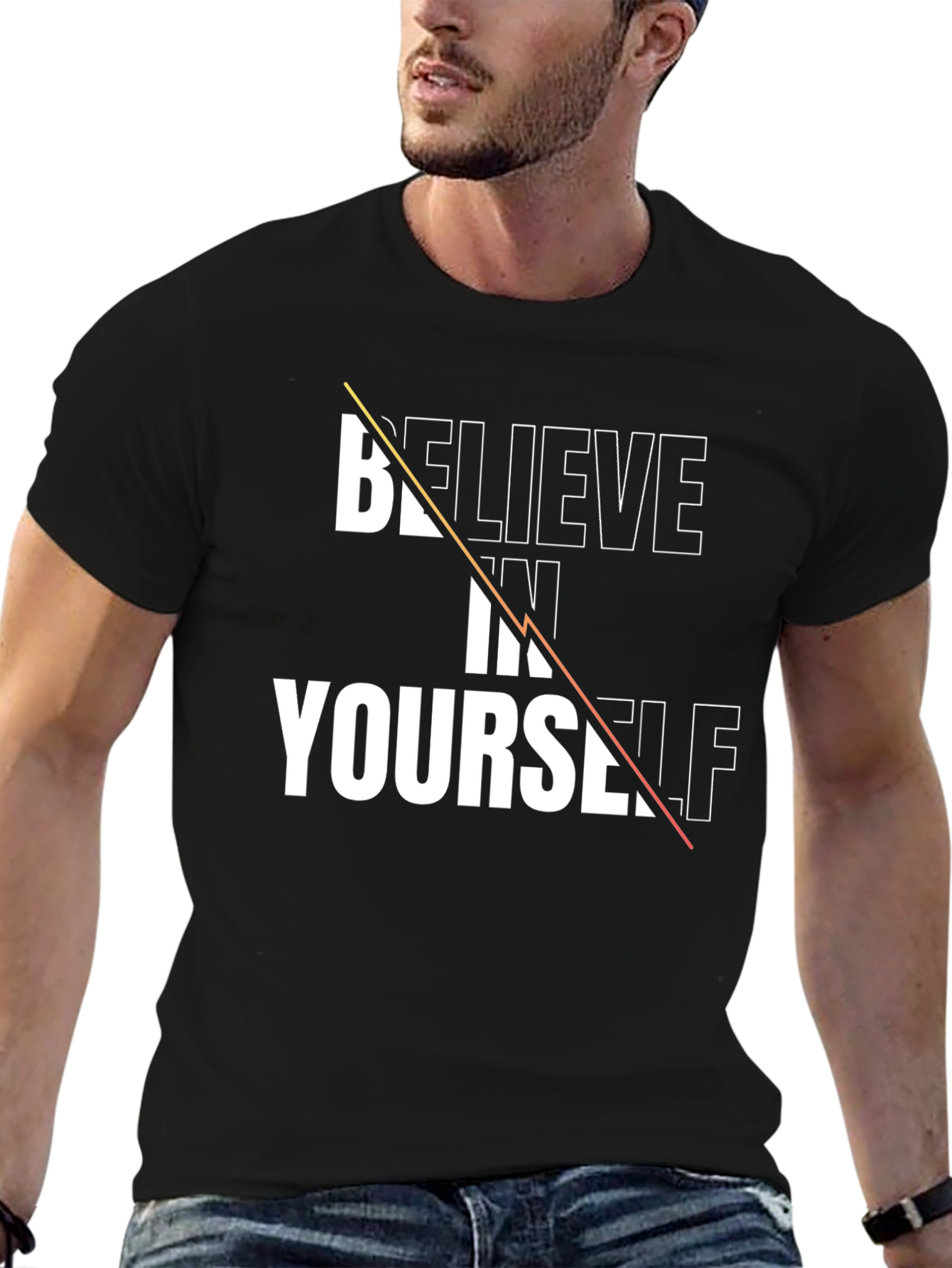Black Believe in Yourself Graphic Tee - Black Cotton view 6
