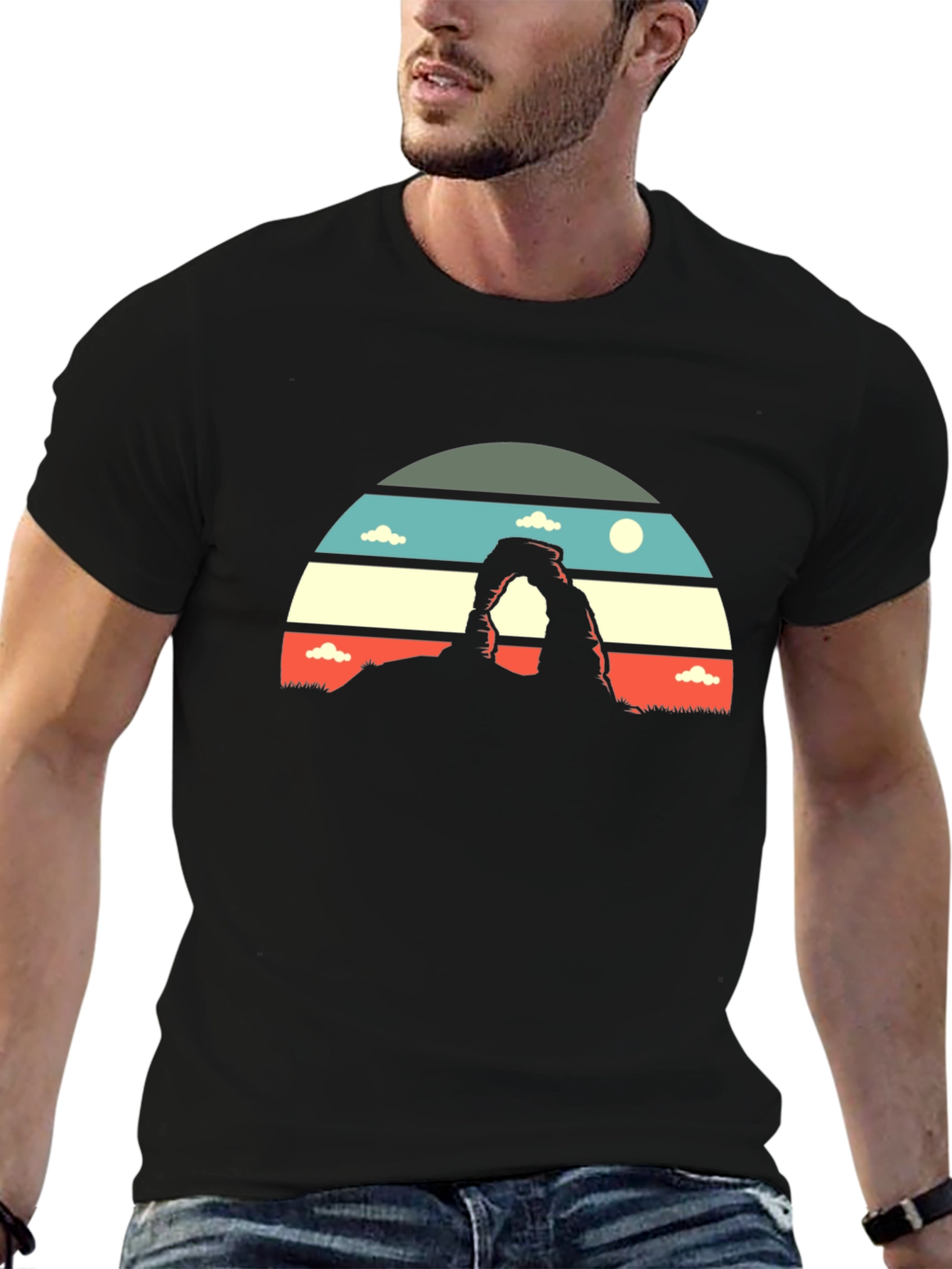 Black Retro Landscape Graphic Tee - Black view 6