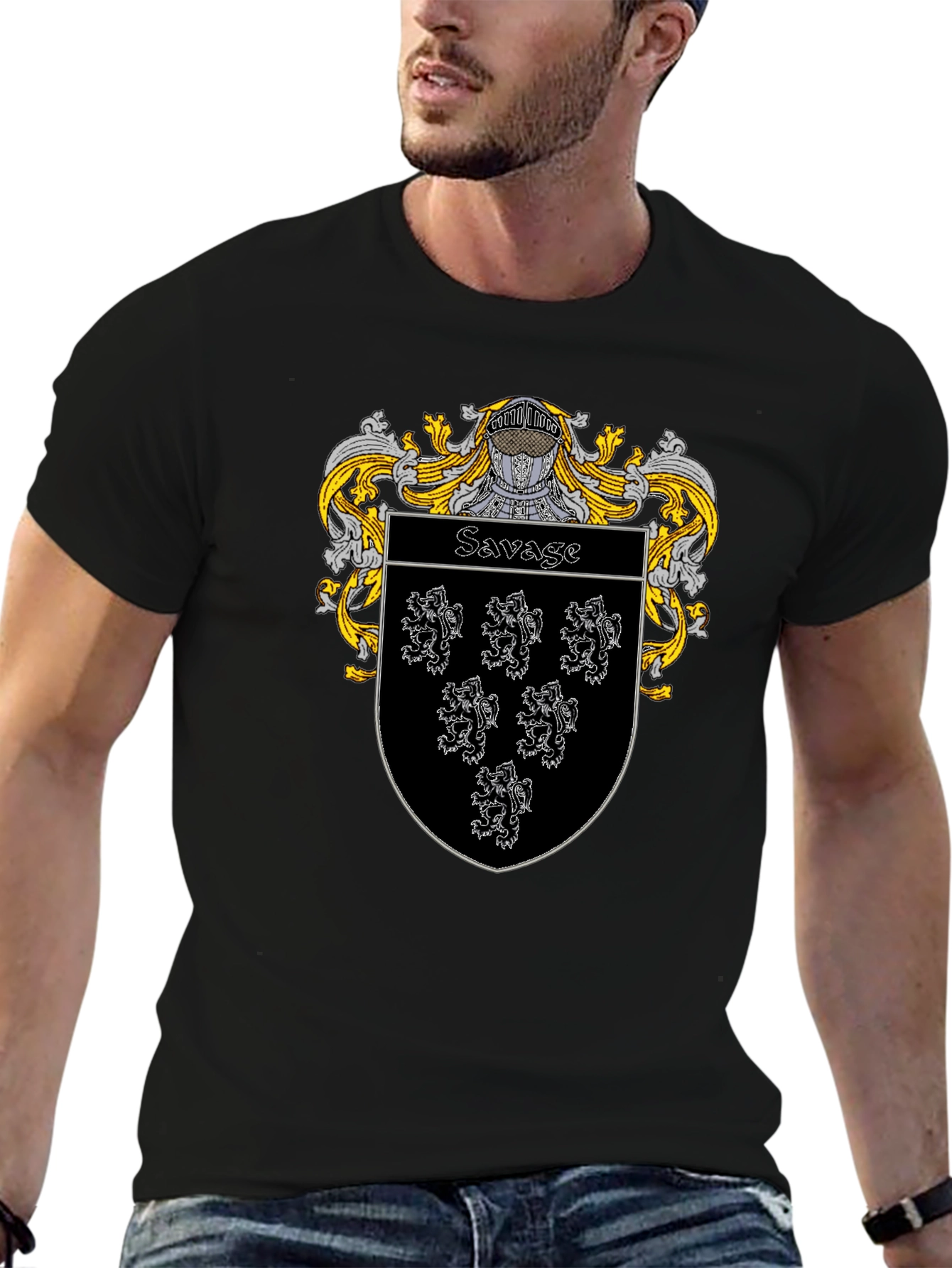 Black Savage Family Crest Black T-Shirt view 6