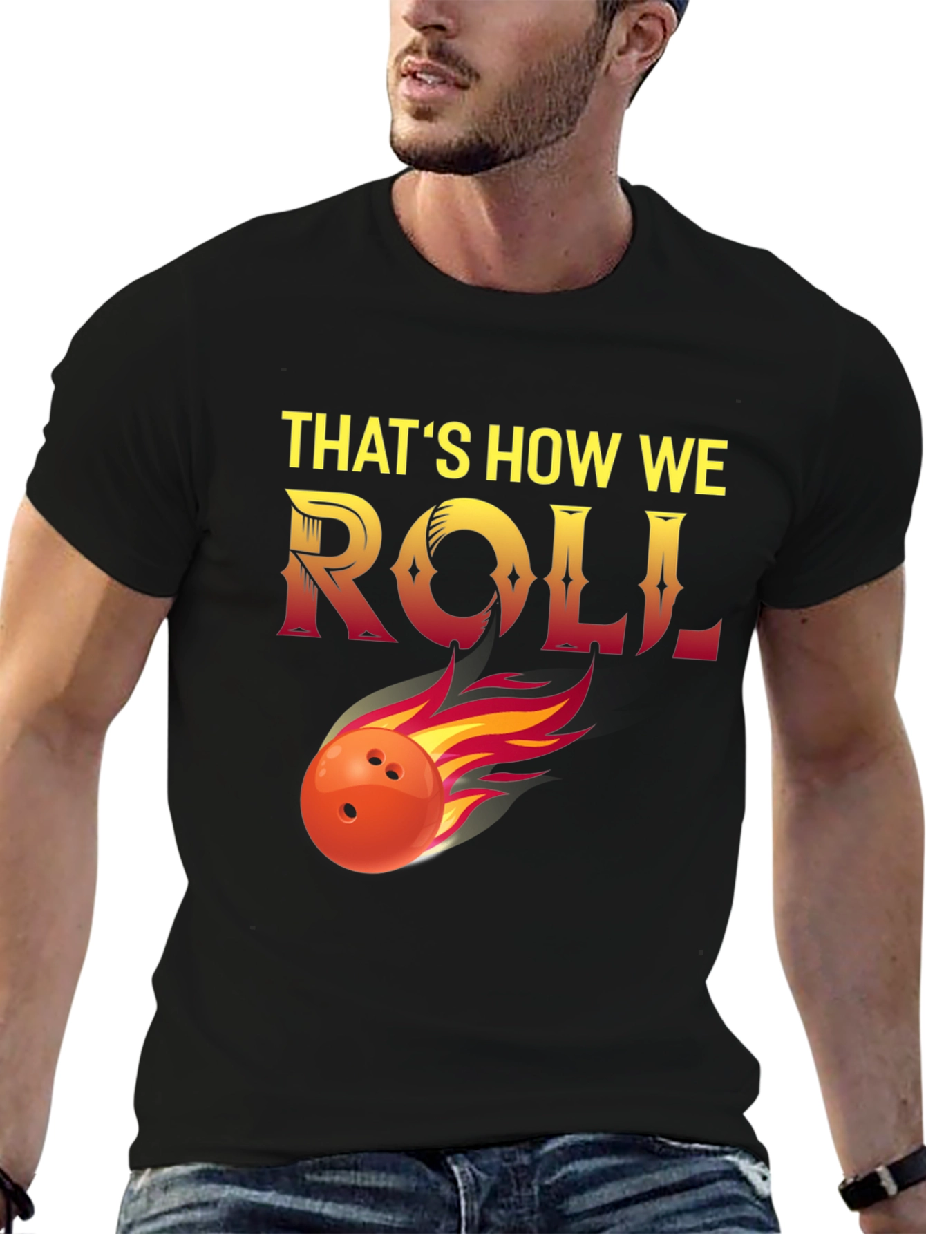 Black That's How We Roll Bowling T-Shirt view 6