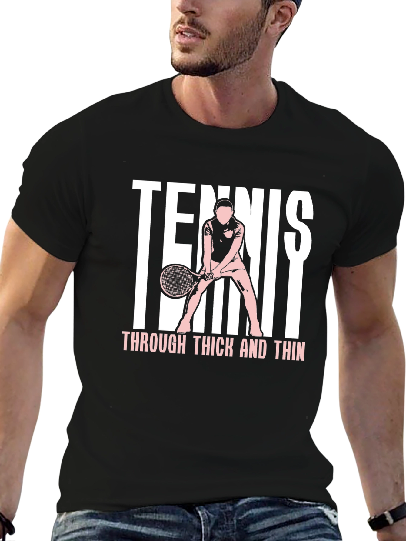 Black Tennis Through Thick & Thin Graphic T-Shirt view 6