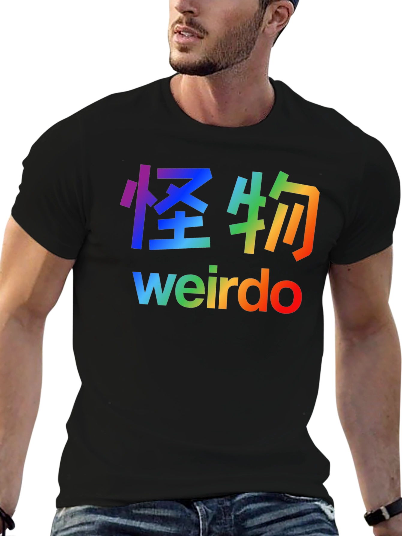 Black Rainbow Weirdo Graphic Tee - Black view 6