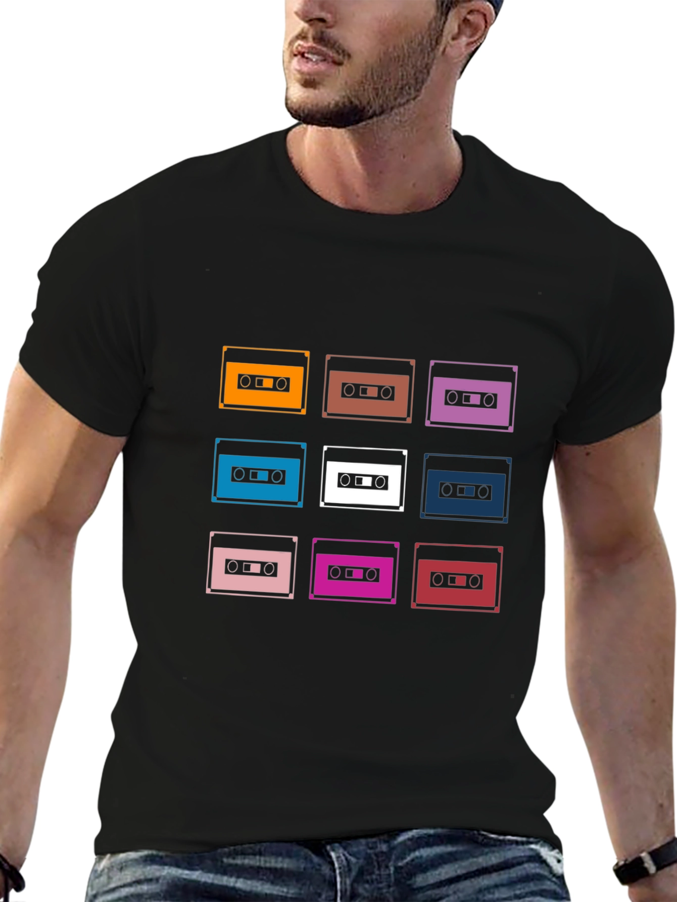 Black Retro Cassette Tape Graphic Tee - Black view 6