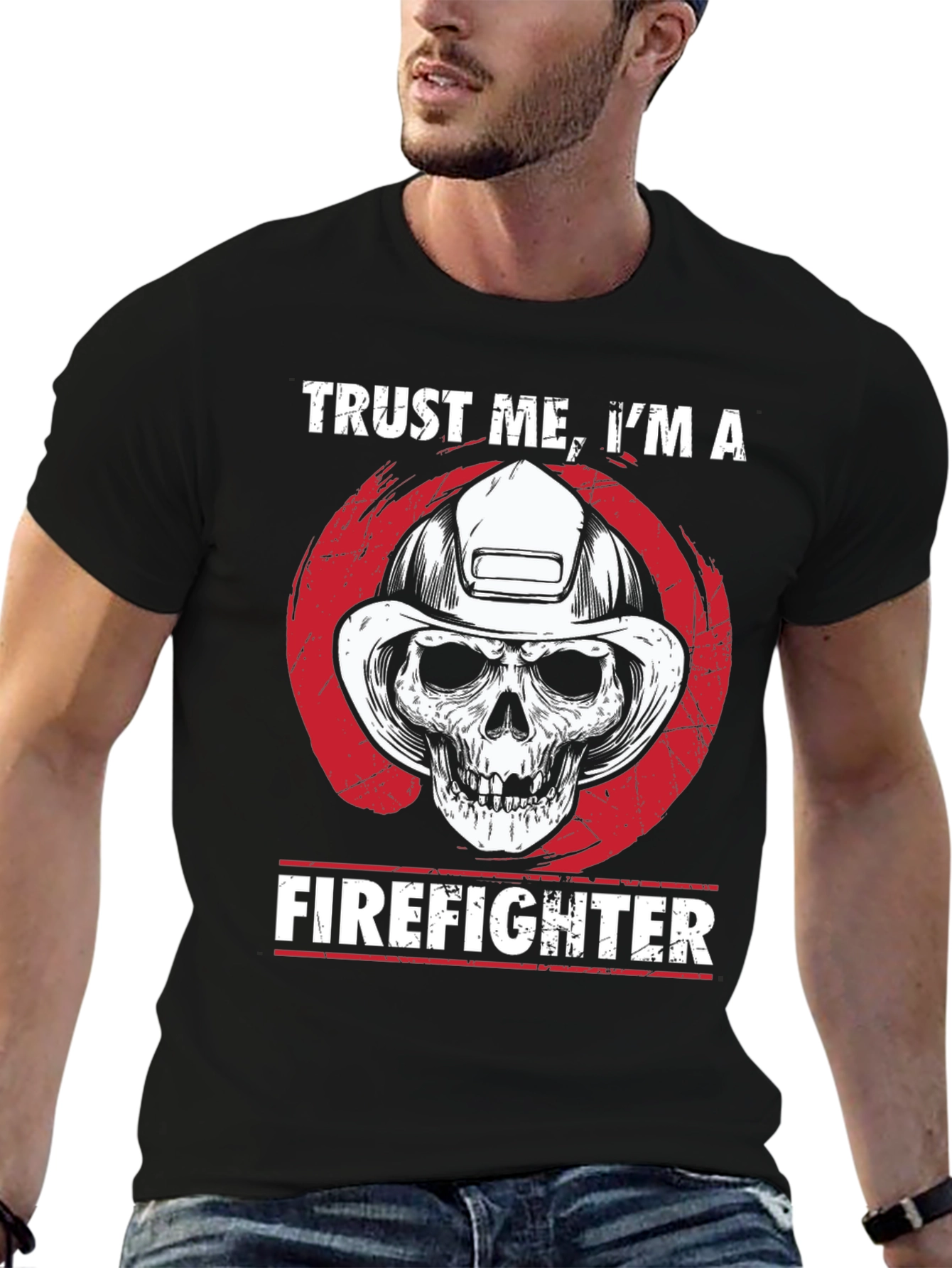 Black Trust Me, I'm A Firefighter T-Shirt view 6