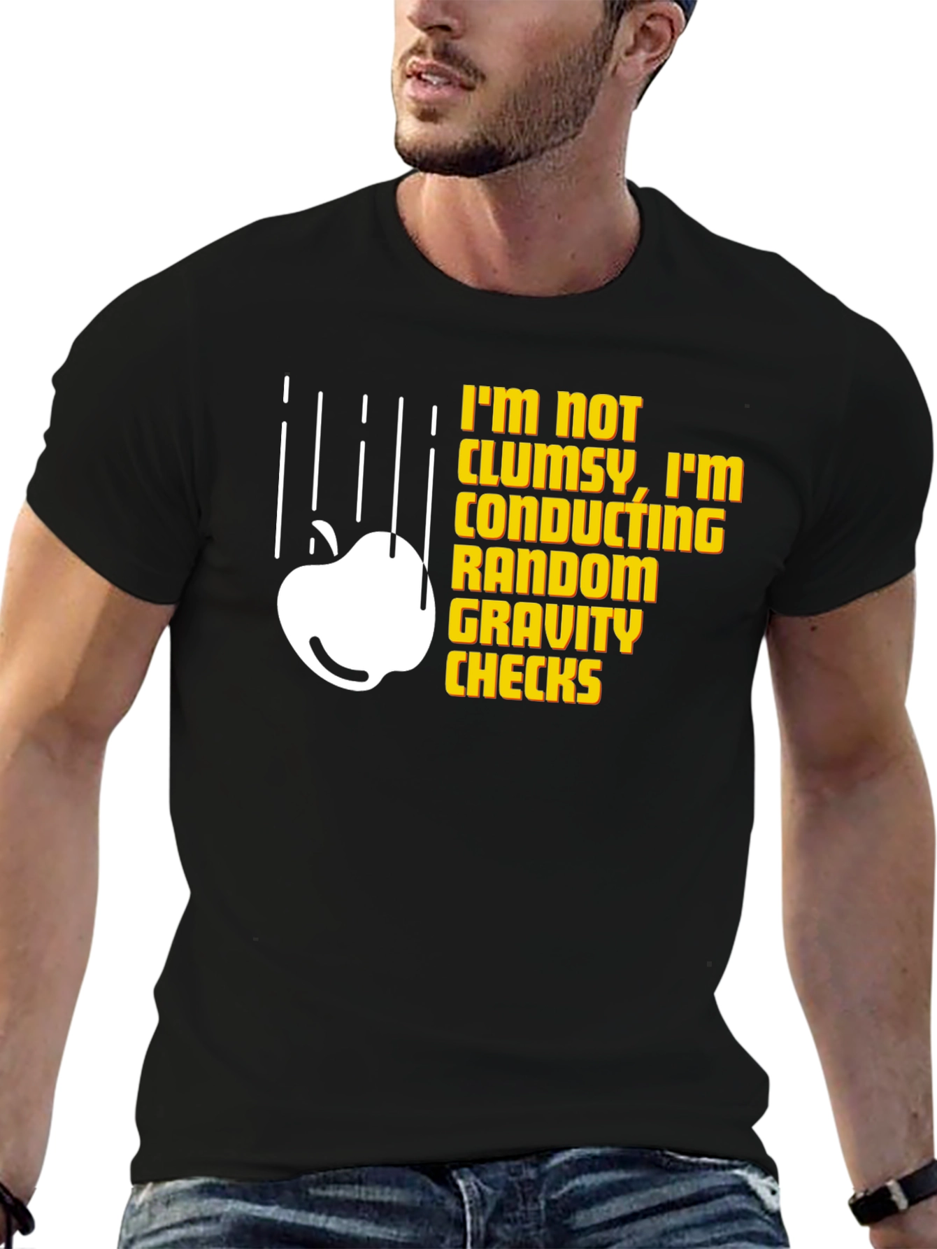 Black Gravity Check Graphic T-Shirt view 6