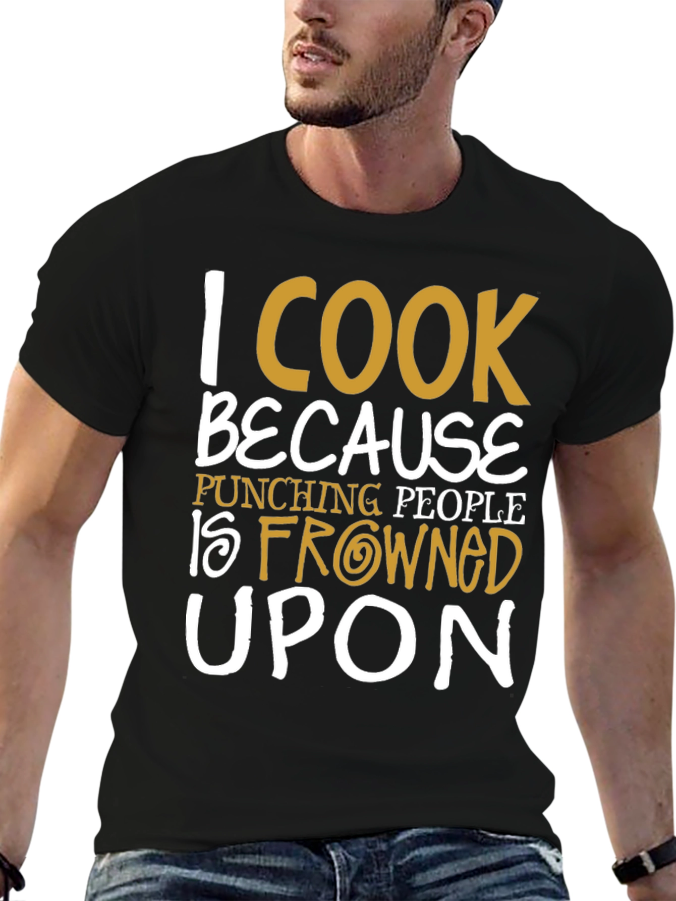Black I Cook Because Punching People Is Frowned Upon T-Shirt view 6