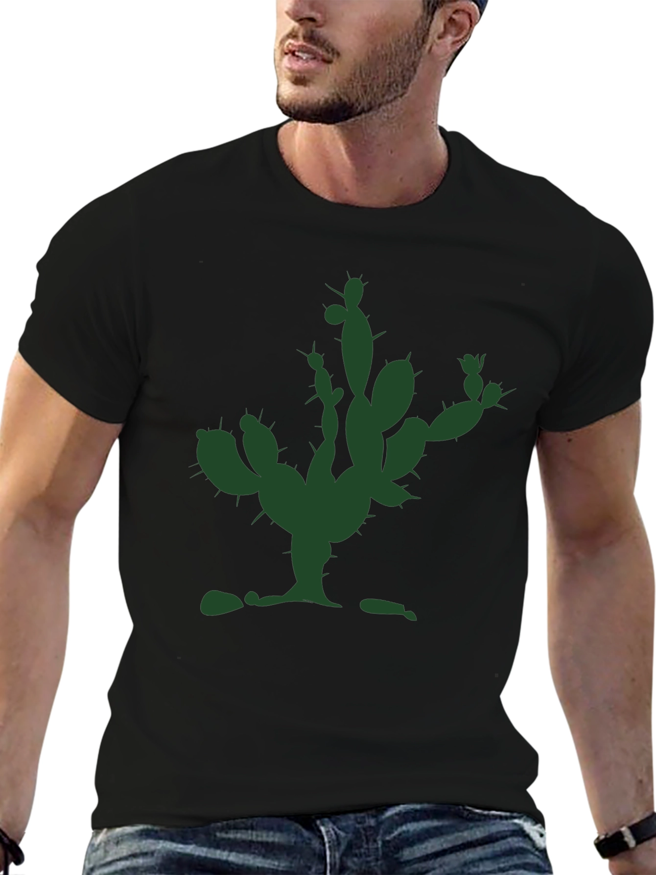 Black Cactus Graphic Tee - Modern Unisex T-Shirt view 6