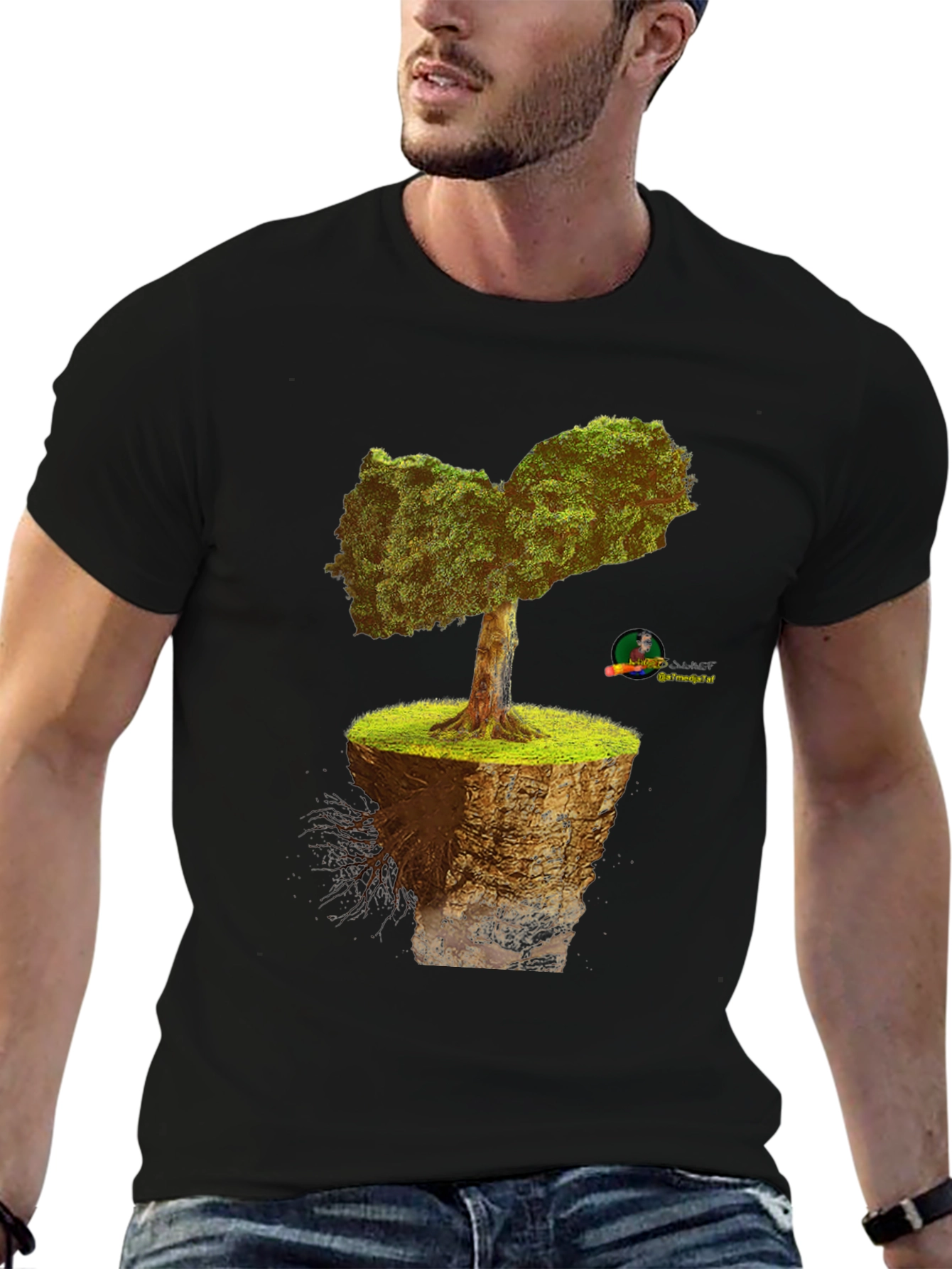 Black Unique Tree T-Shirt - Nature Design view 6