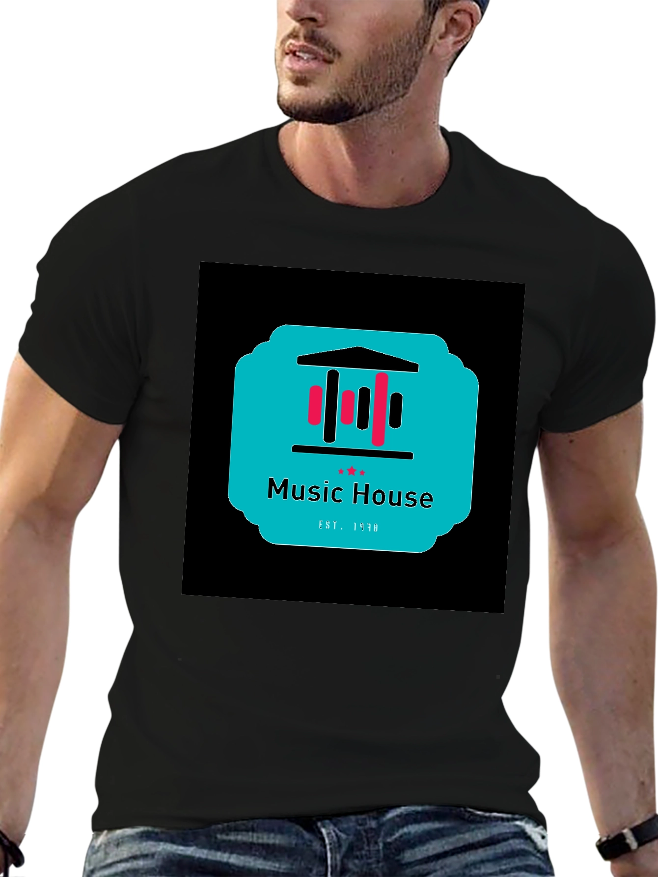 Black Music House Graphic Tee - Black Unisex T-Shirt view 6