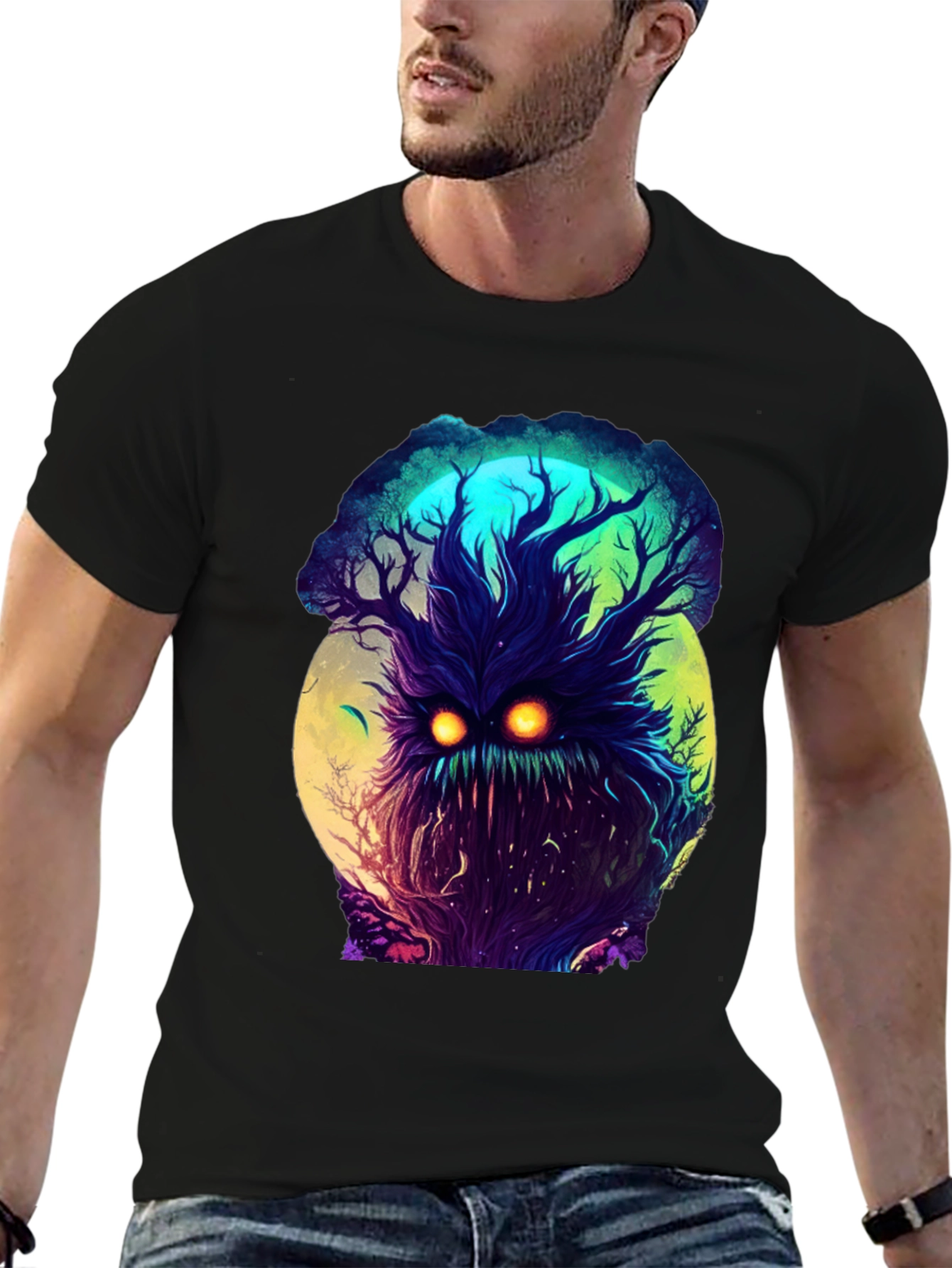 Black Mystic Tree Monster Graphic Tee - Black T-Shirt view 6
