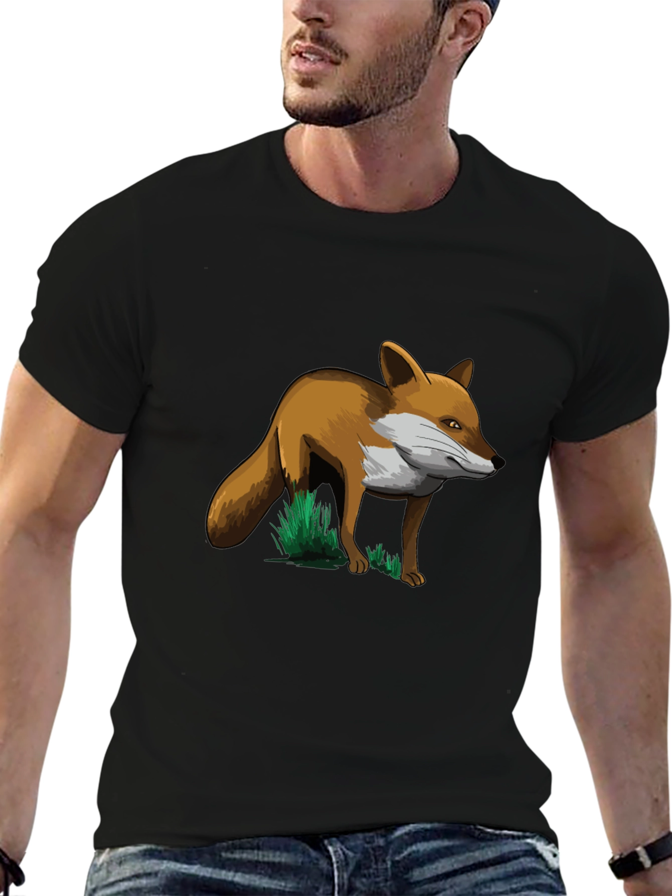 Black Fox Graphic T-Shirt - Black Cotton Tee view 6