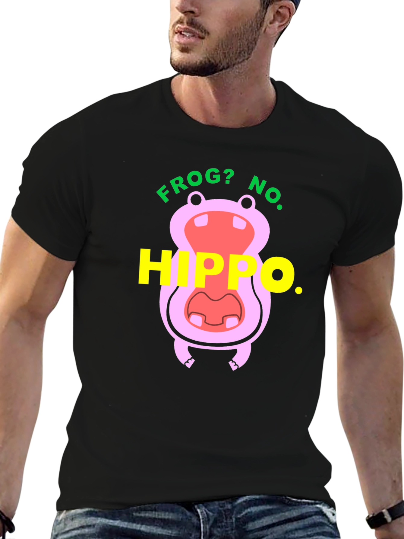 Black Frog? No. Hippo T-Shirt - Funny Animal Tee view 6
