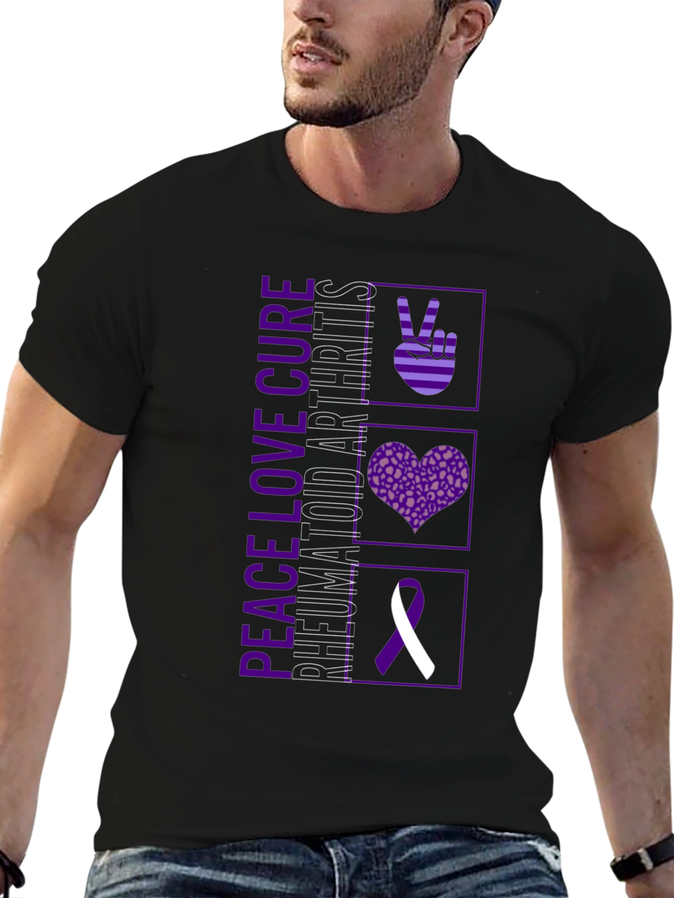 Peace Love Cure Rheumatoid Arthritis Awareness T-Shirt - 6