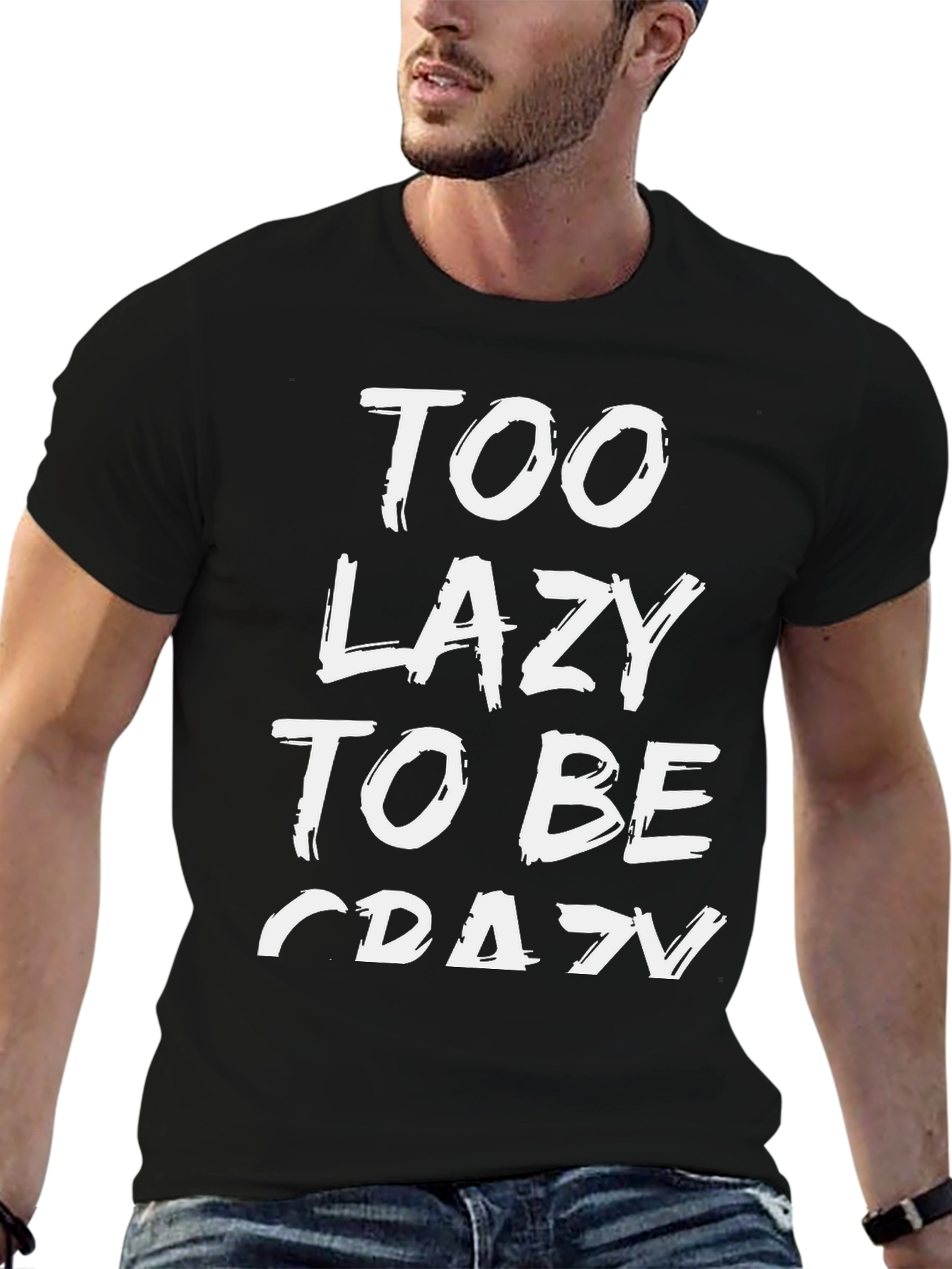 Black Too Lazy to Be Crazy Graphic Tee view 6