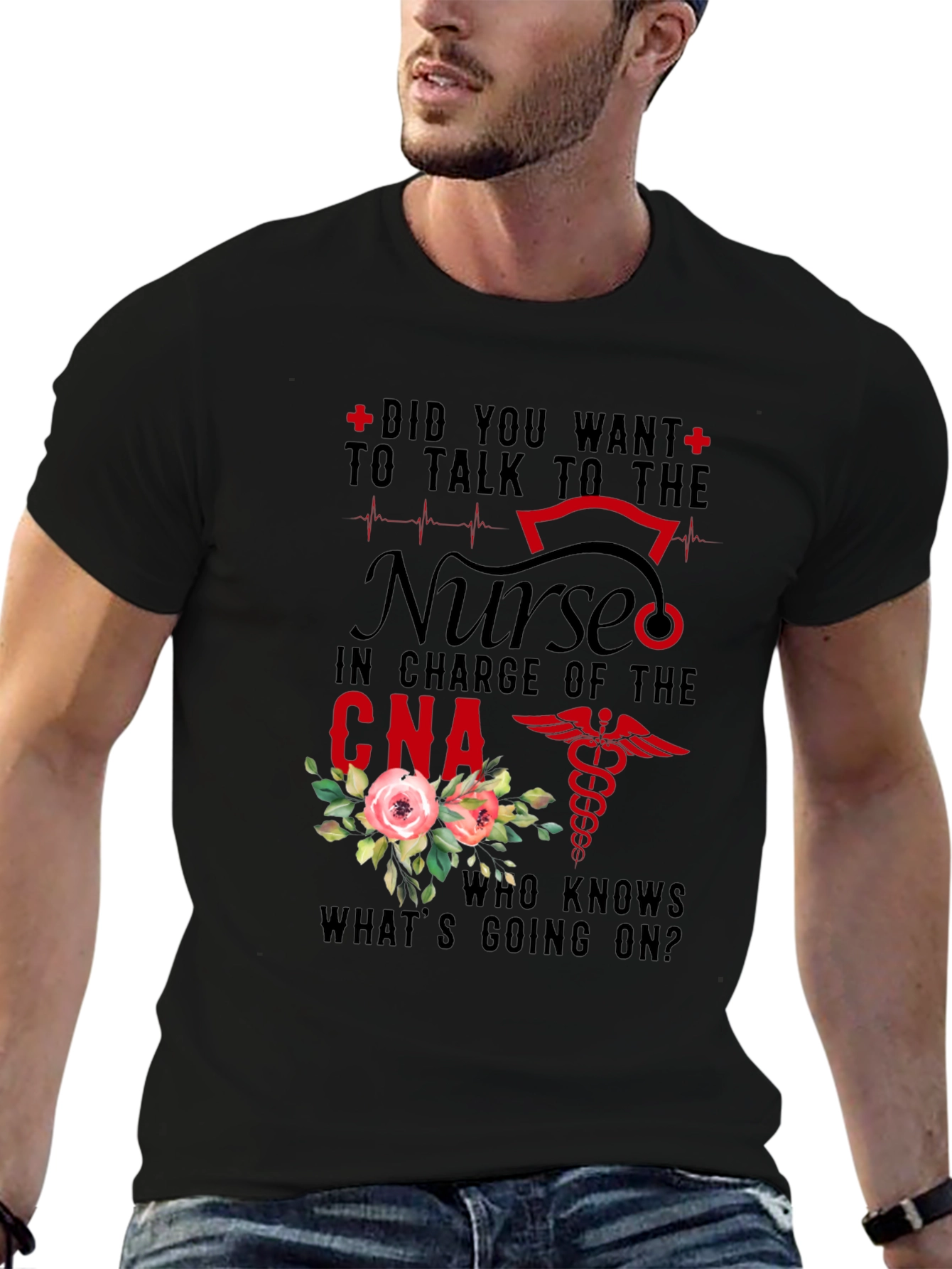 Black Nurse CNA T-Shirt - Did You Want To Talk To The Nurse Design view 6