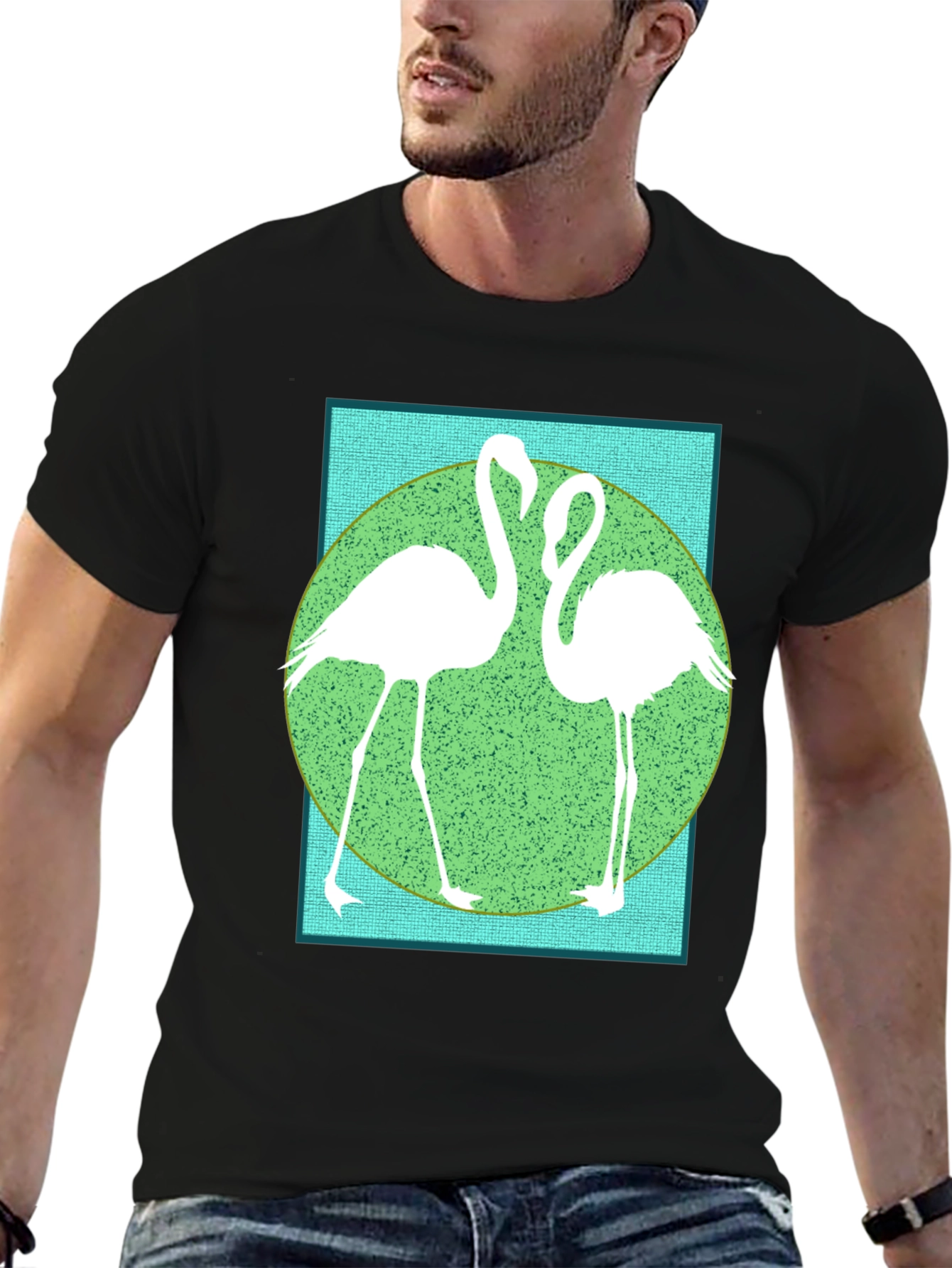 Black Flamingo Graphic Tee - Cool Bird Design view 6