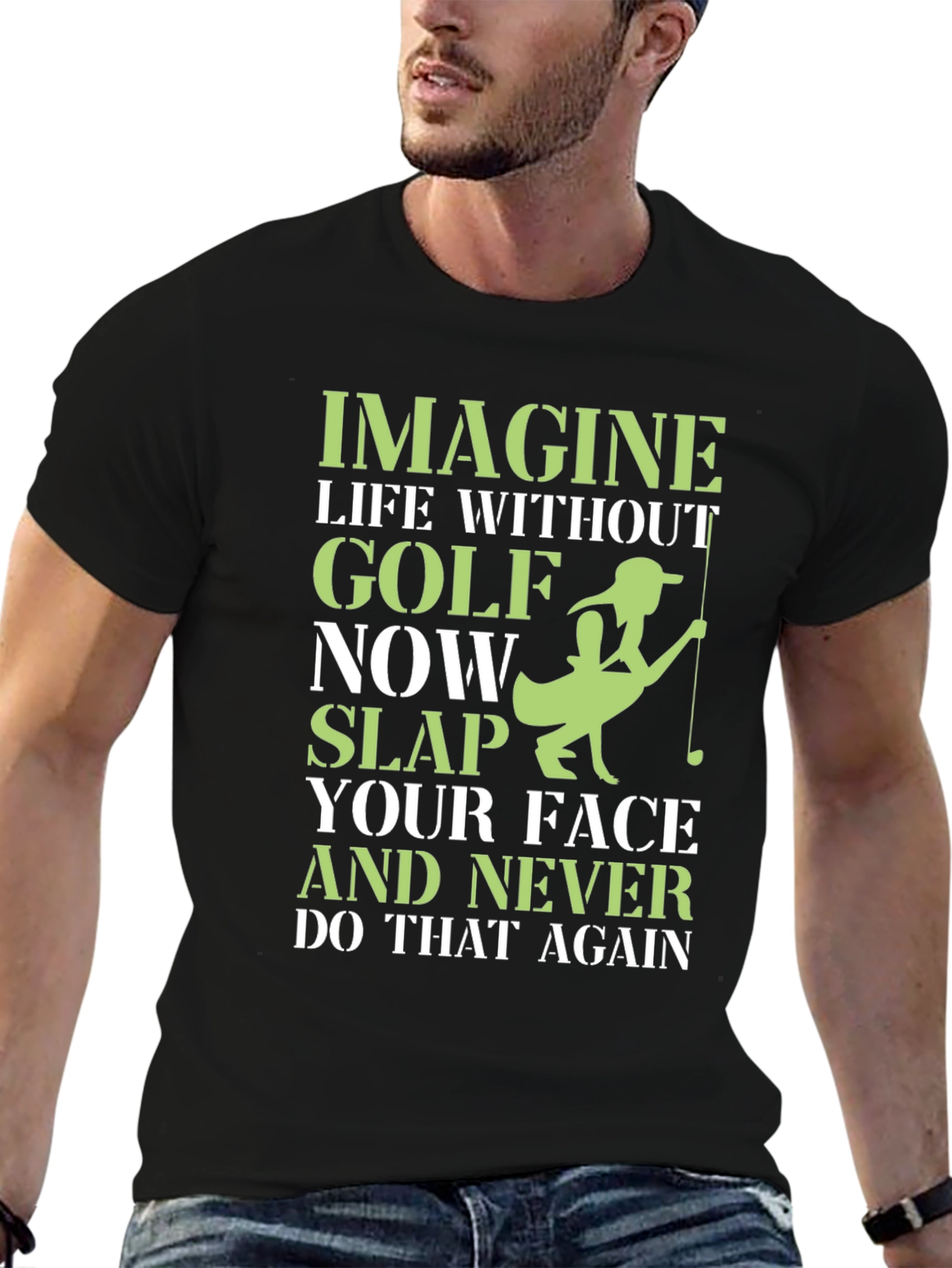 Black Funny Golf Lover T-Shirt view 6