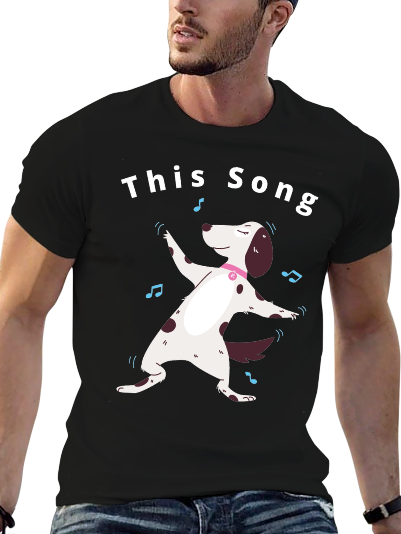 Black This Song T-Shirt - Dancing Dog Design view 6