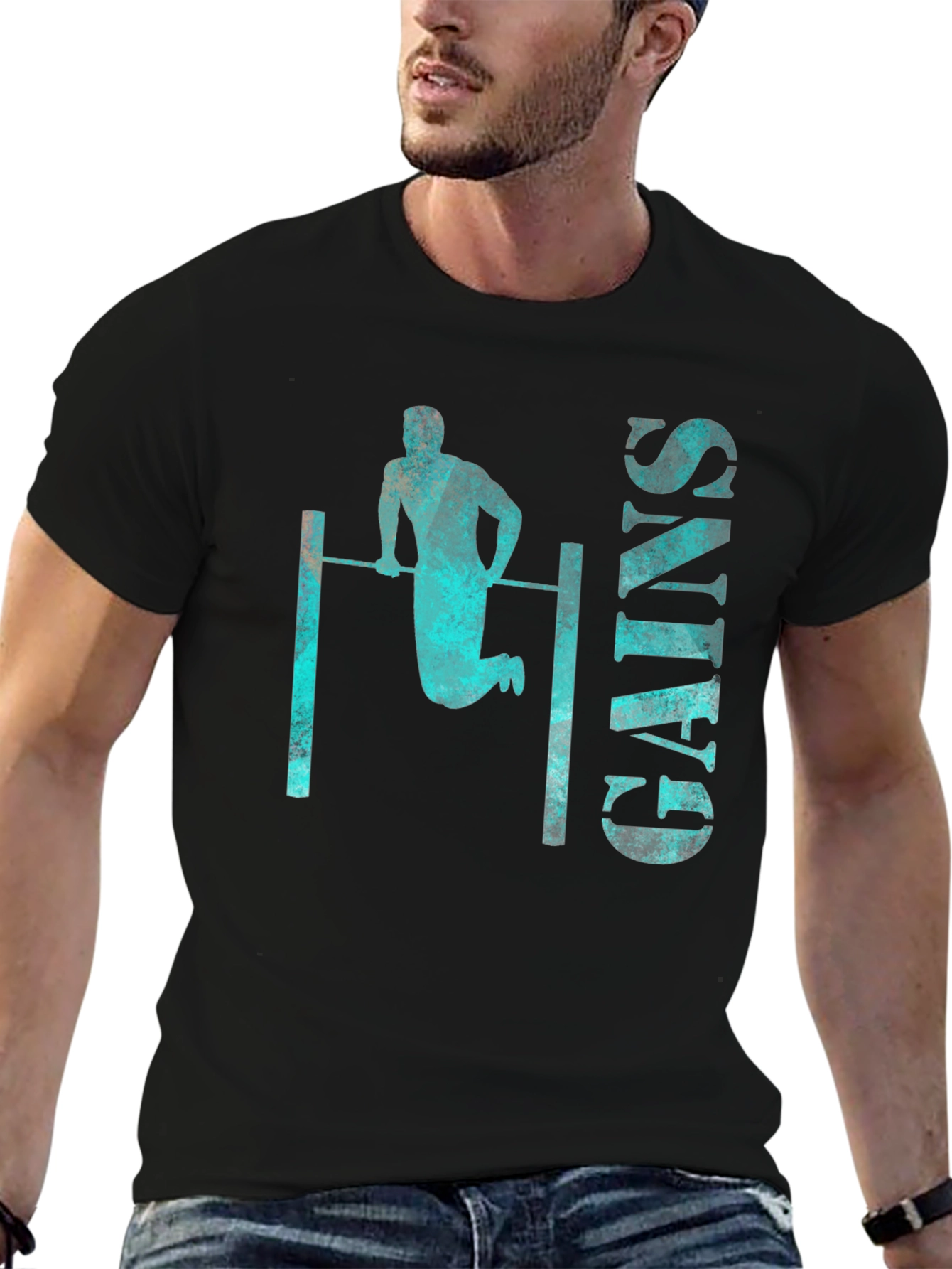 Black Gains Graphic Tee - Workout Fitness Shirt view 6