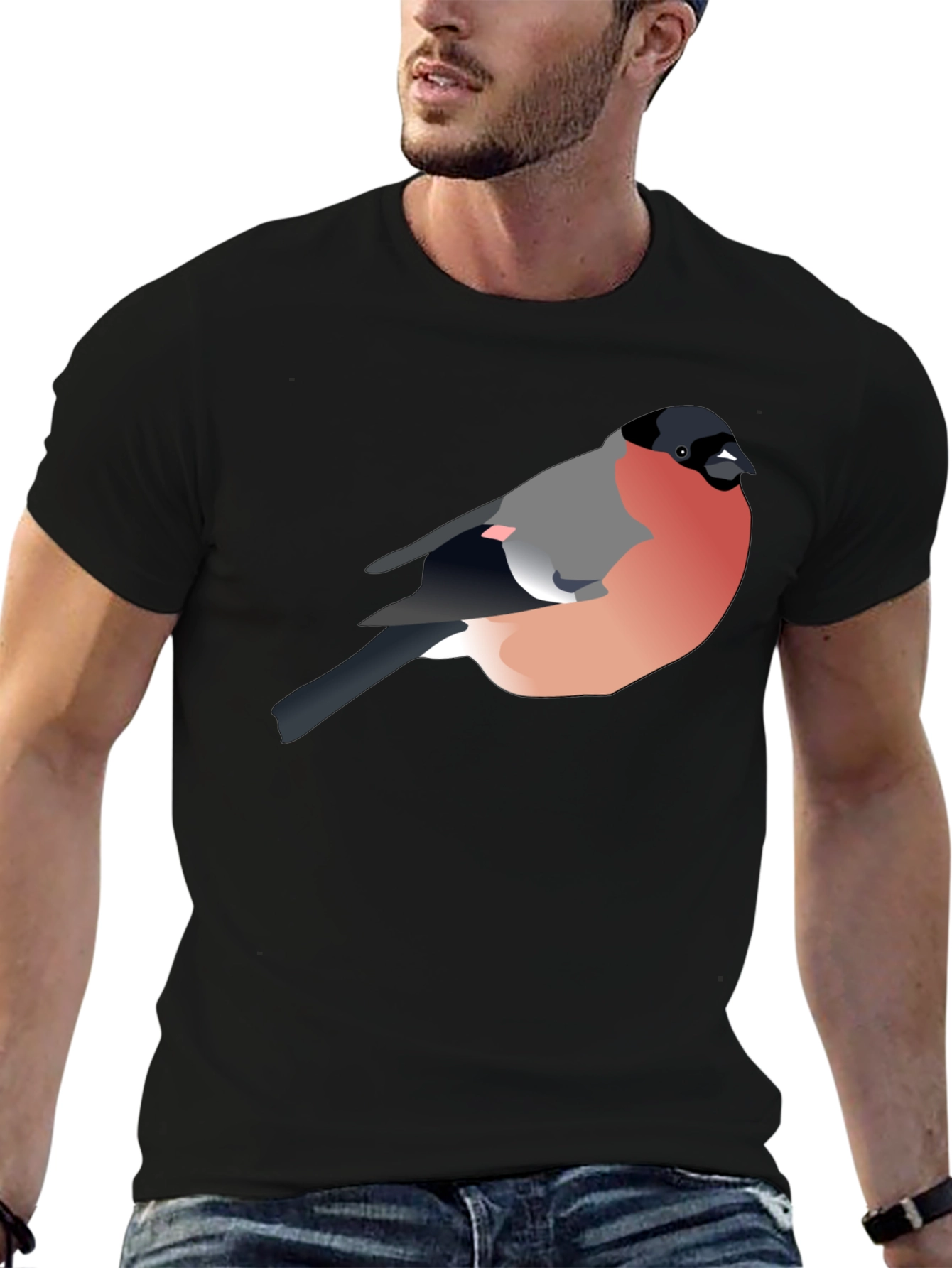 Black Bullfinch Graphic Tee - Stylish Bird Lover's T-Shirt view 6