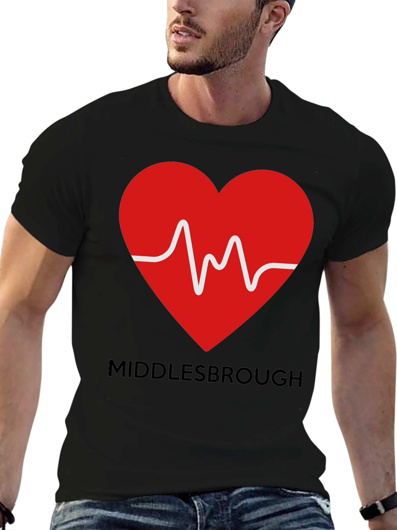 Black Middlesbrough Heartbeat T-Shirt view 6