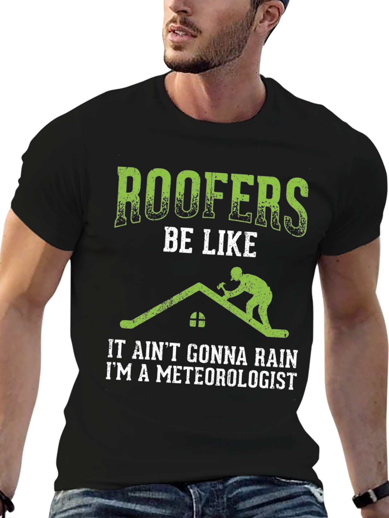 Black Roofer Meteorologist Graphic Tee view 6