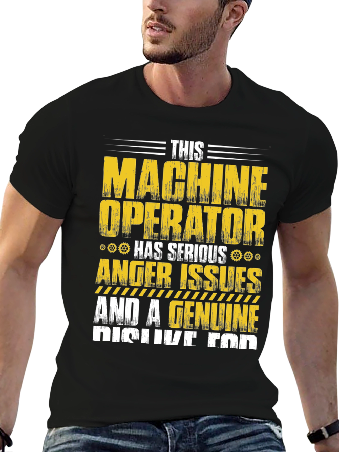 Black Machine Operator T-Shirt: Serious Anger Issues view 6