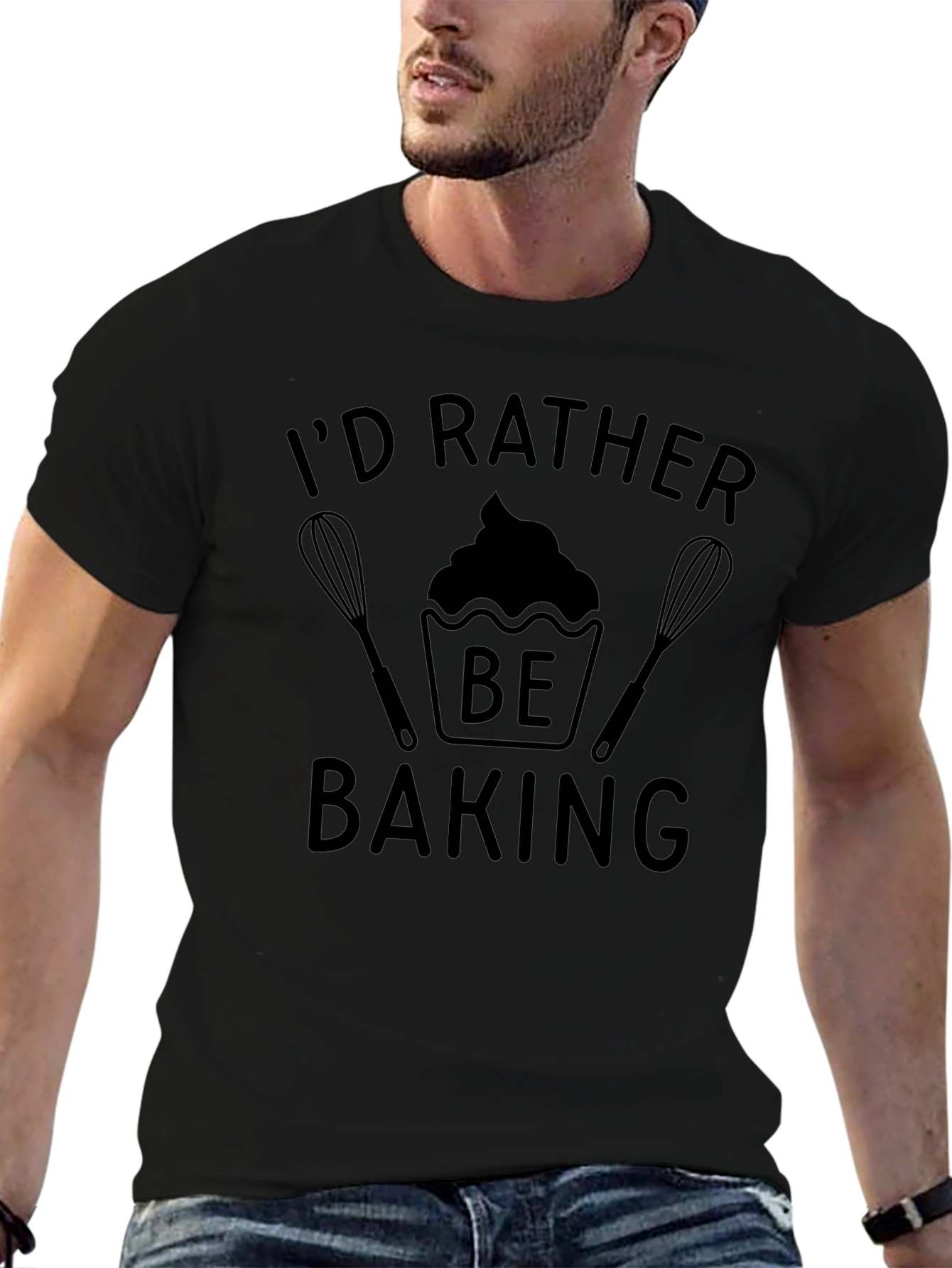 Black I'd Rather Be Baking T-Shirt view 6