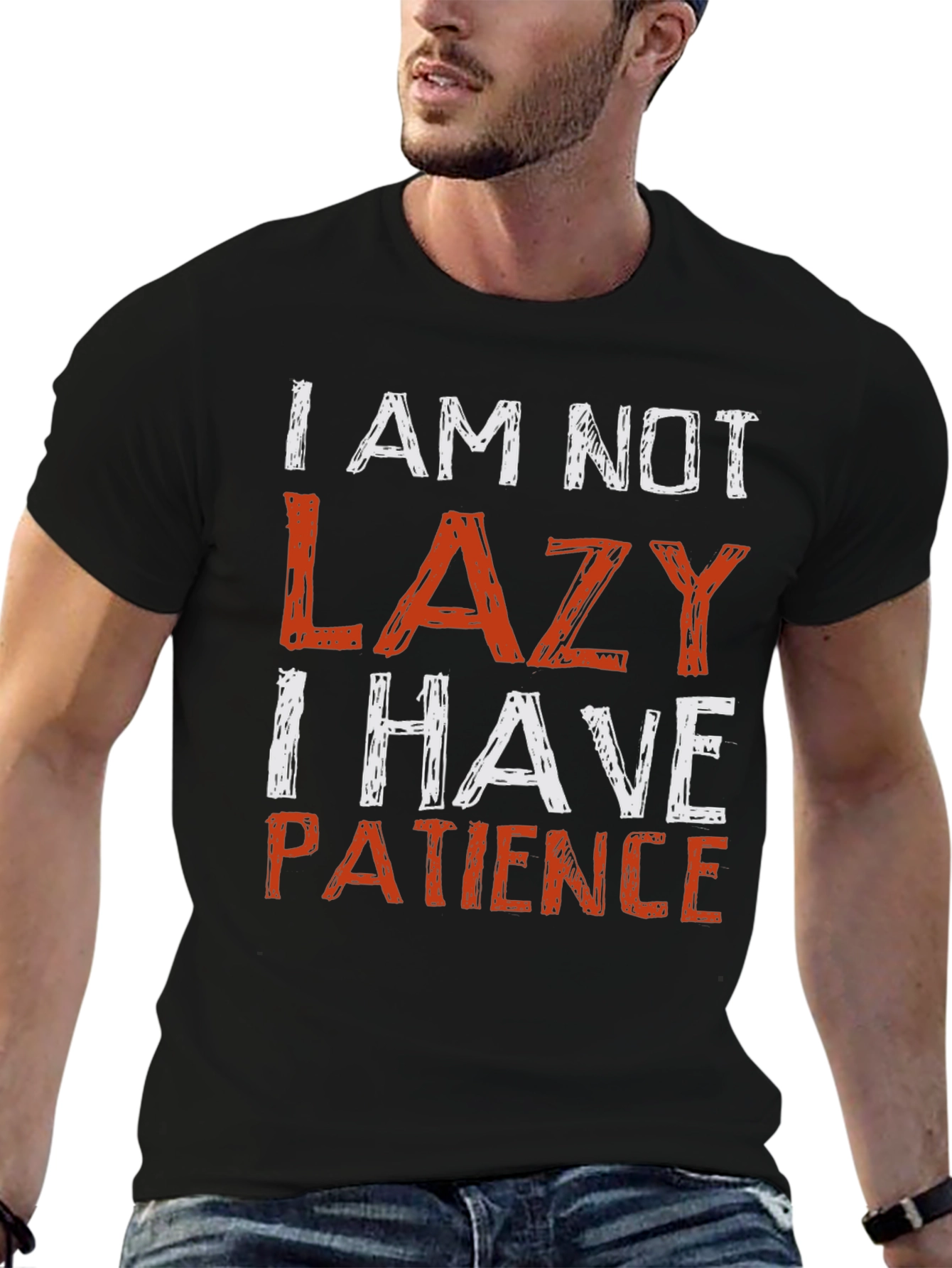 Black Funny "I Am Not Lazy" Graphic Tee view 6