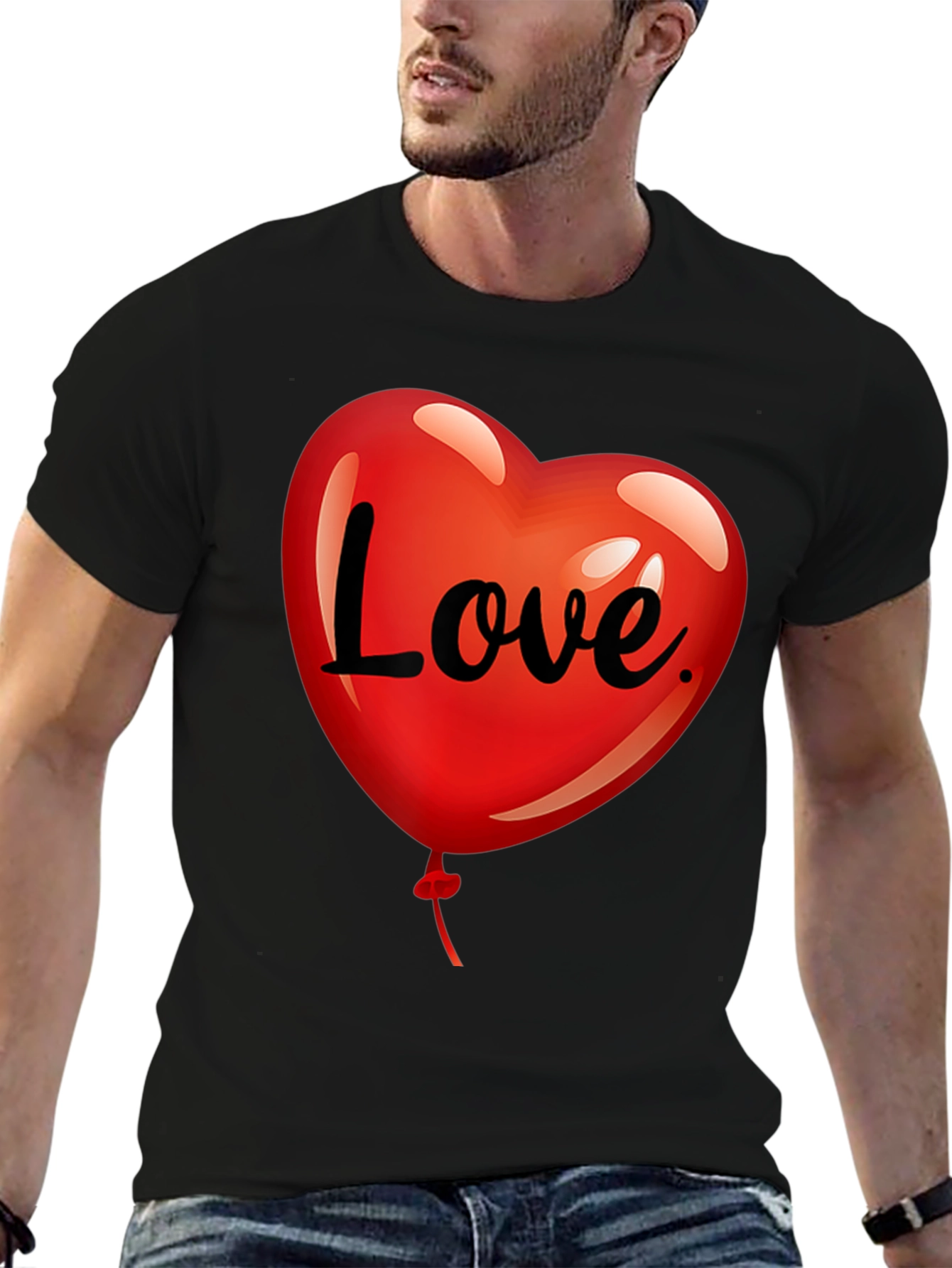 Black Love Heart Balloon Graphic Tee - Black view 6