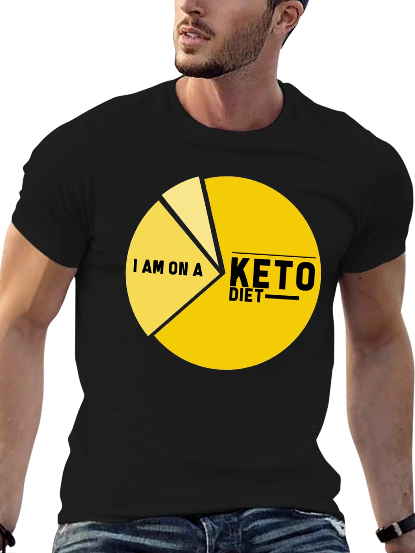Black Keto Diet Pie Chart T-Shirt - Funny Dieting Tee view 6