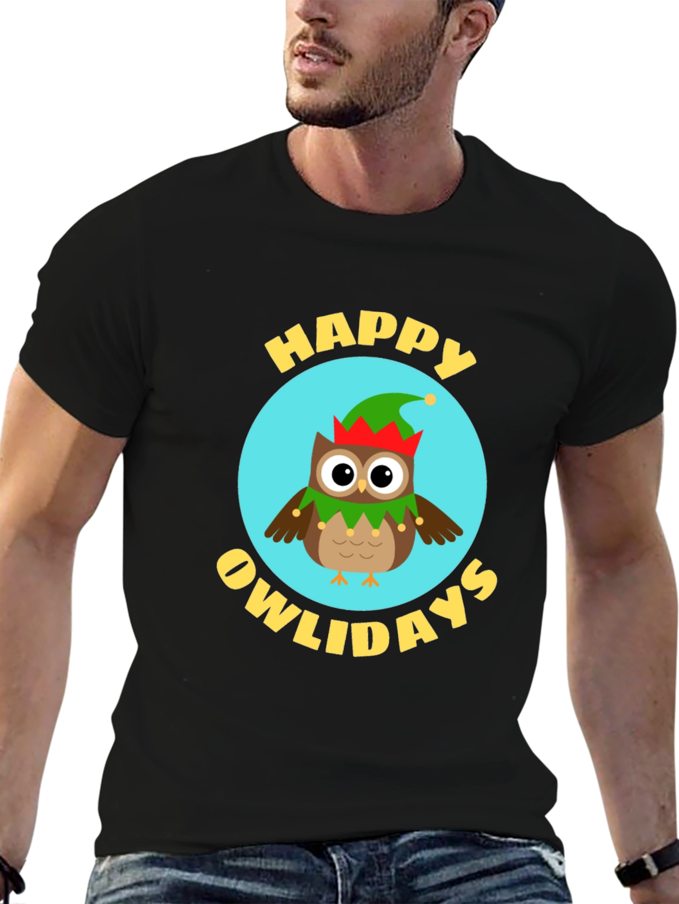 Black Happy Owlidays T-Shirt view 6