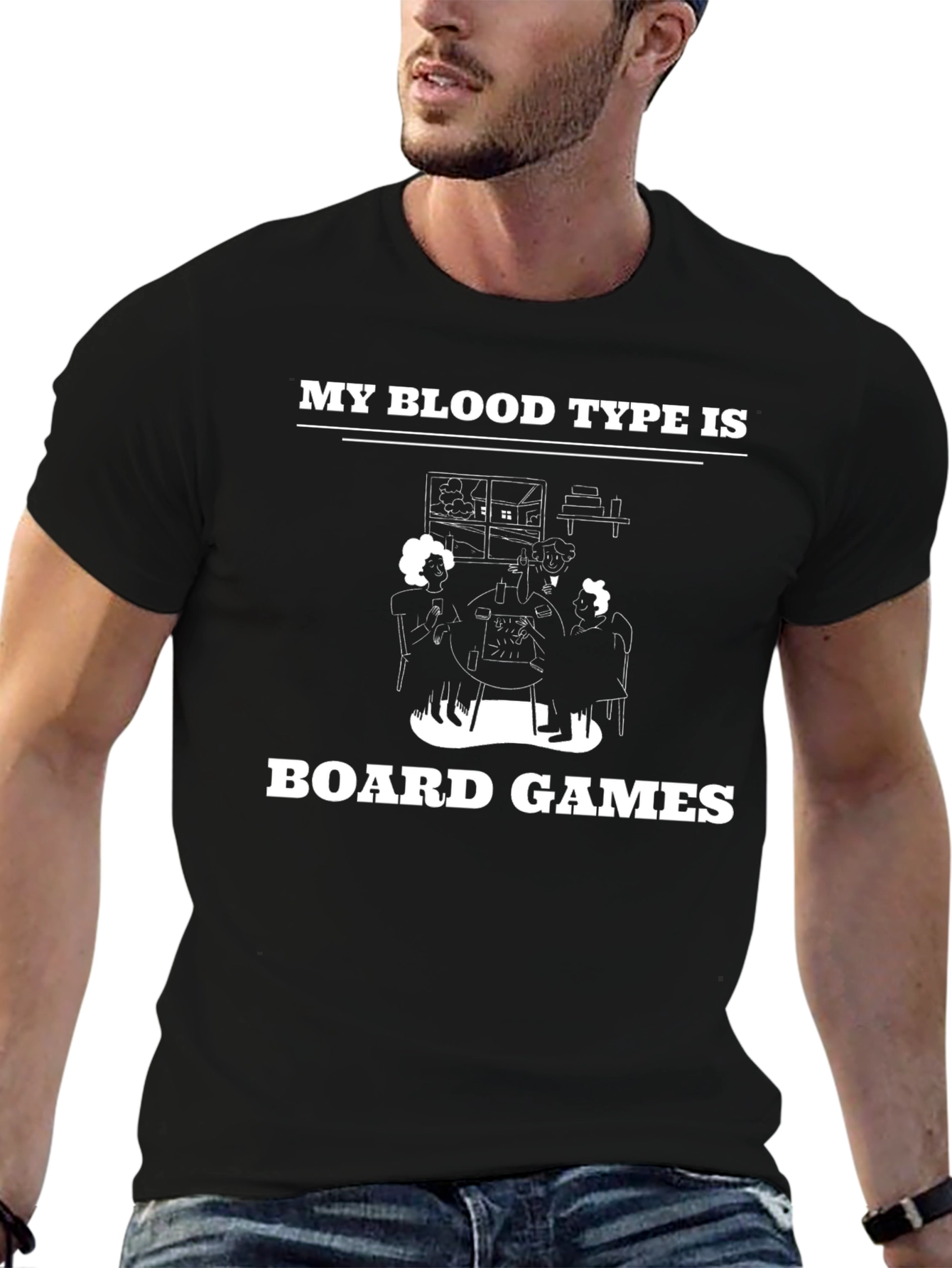 Black Board Games Blood Type T-Shirt - Unisex view 6