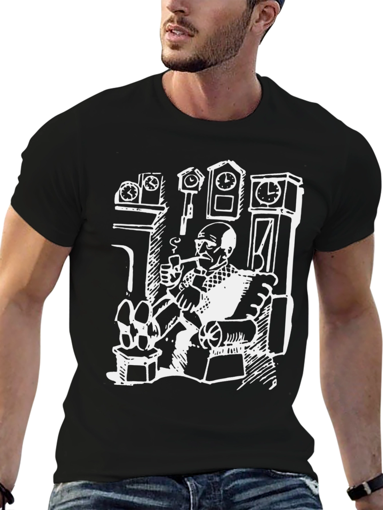 Black Novelty Graphic Tee - Clock Collector view 6