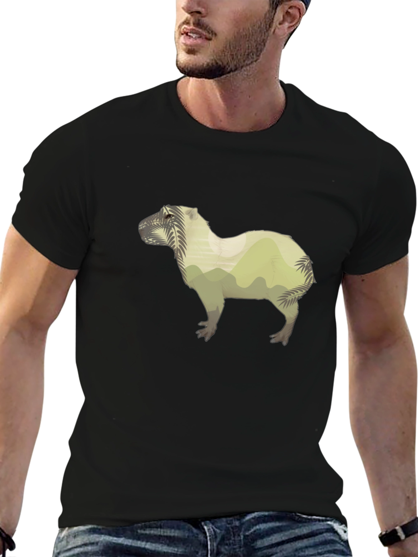 Black Nature Capybara Graphic Tee - Black view 6