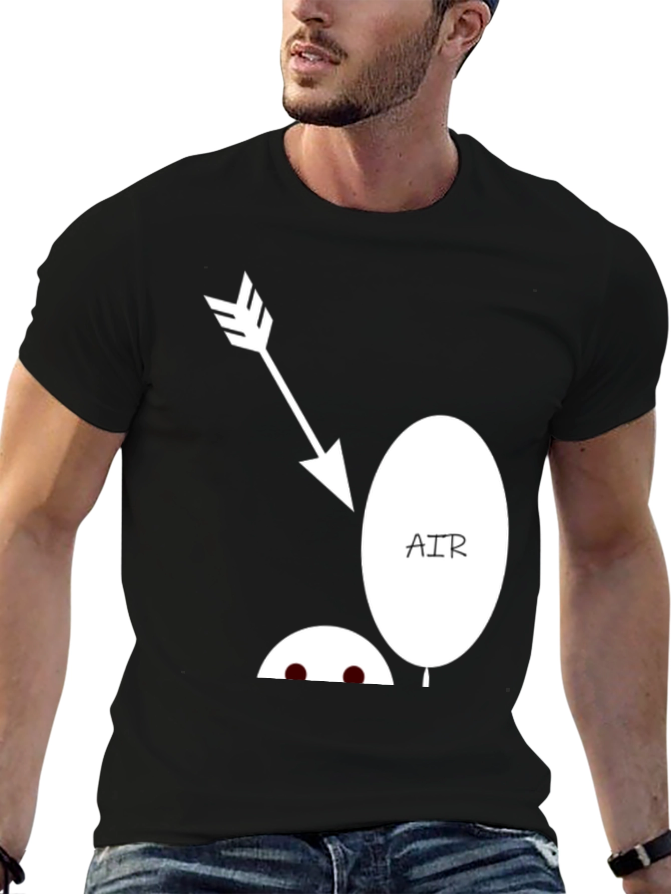Black Funny Arrow Air Balloon Graphic T-Shirt view 6
