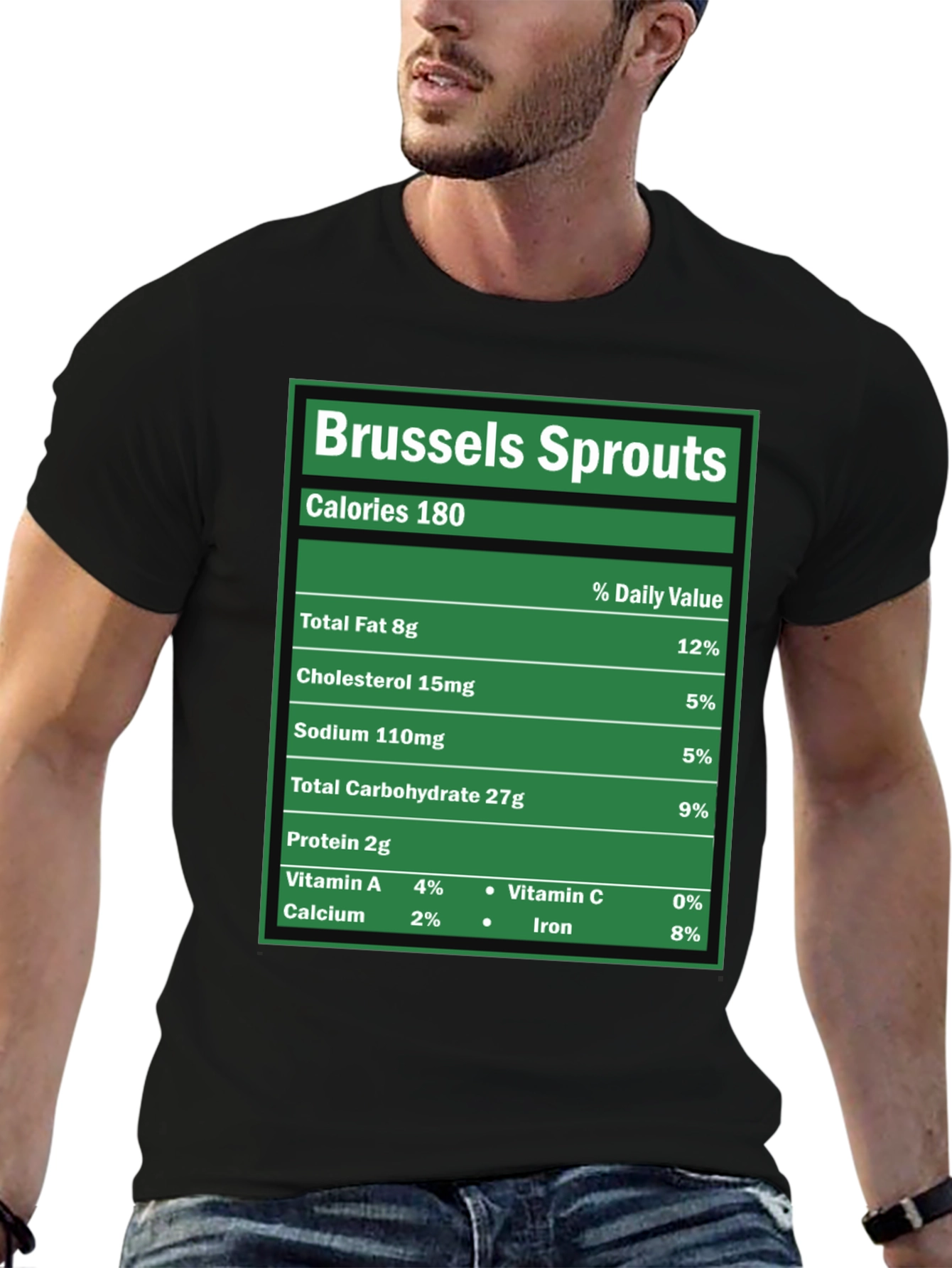 Black Brussels Sprouts Nutrition Facts Novelty T-Shirt view 6