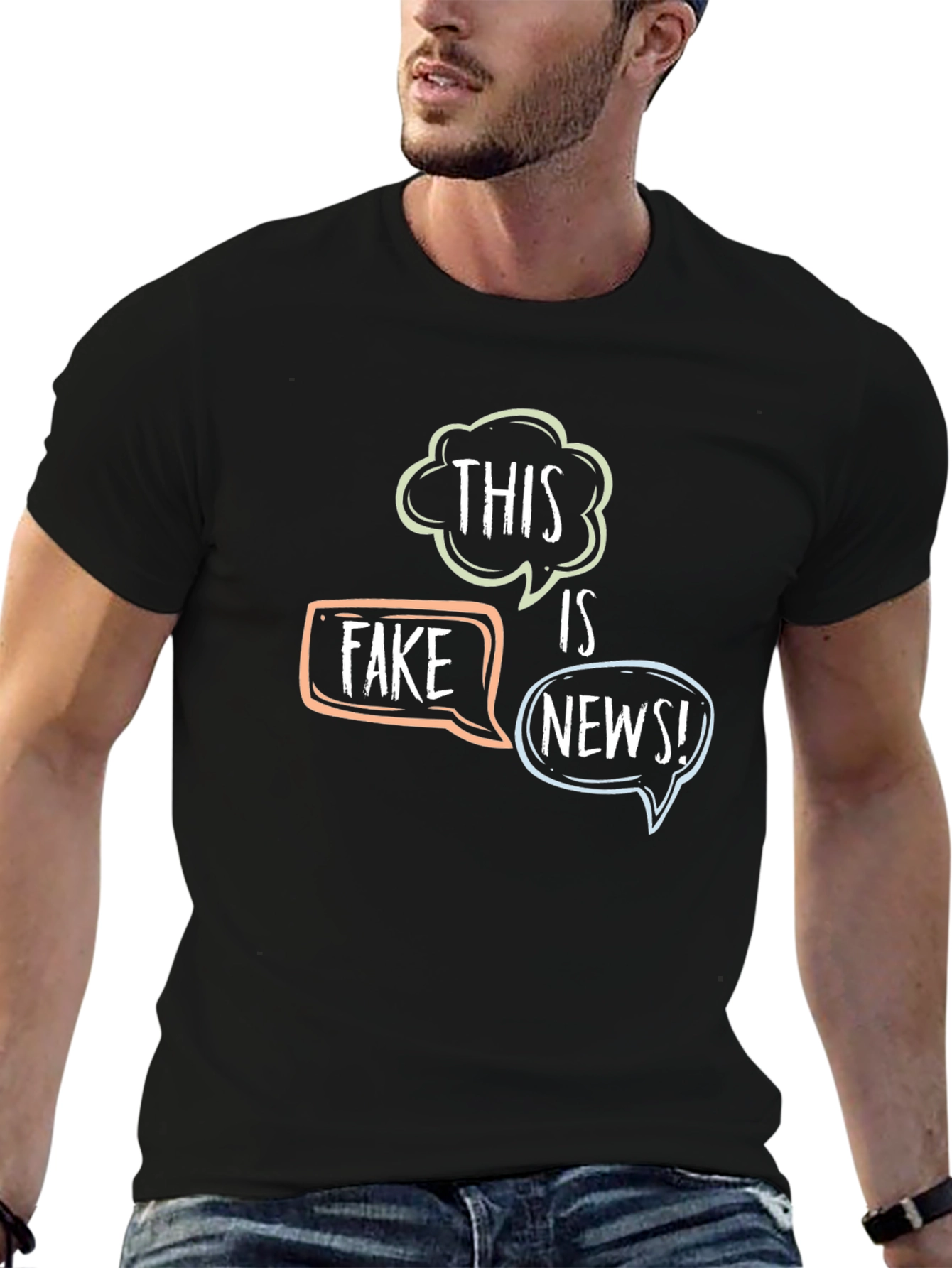 Black This Is Fake News Graphic T-Shirt view 6