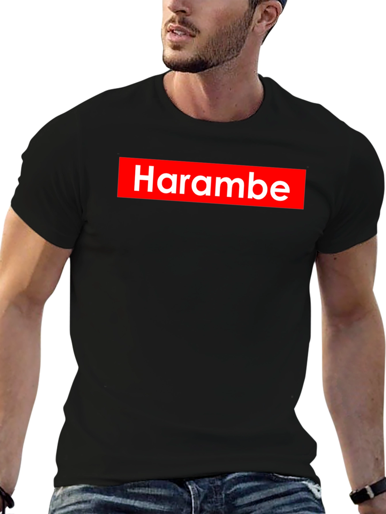 Black Harambe Graphic Print T-Shirt - Supreme Style view 6