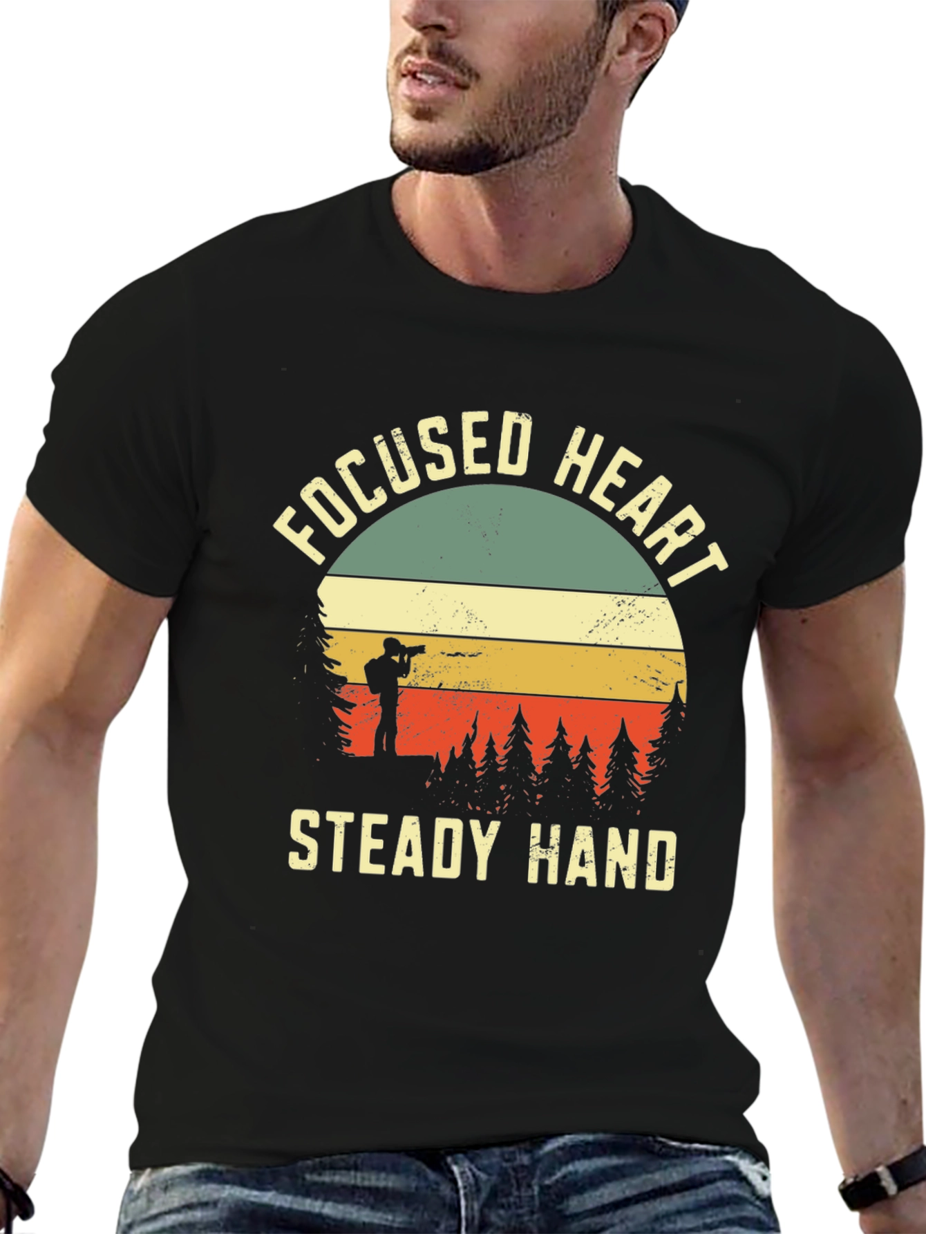 Black Focused Heart Steady Hand Graphic Tee view 6