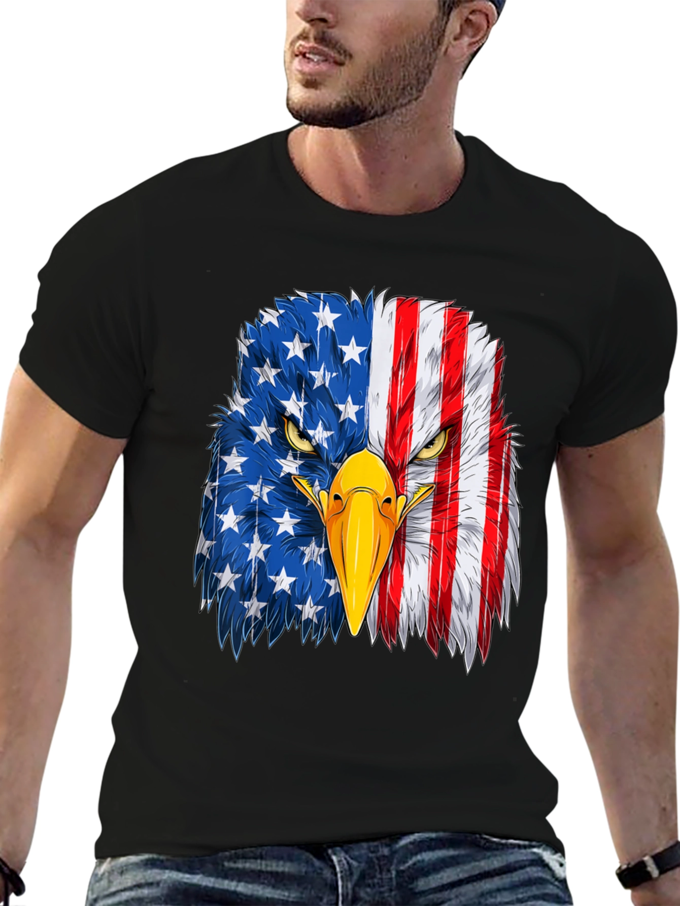 Black American Eagle Flag Graphic T-Shirt view 6