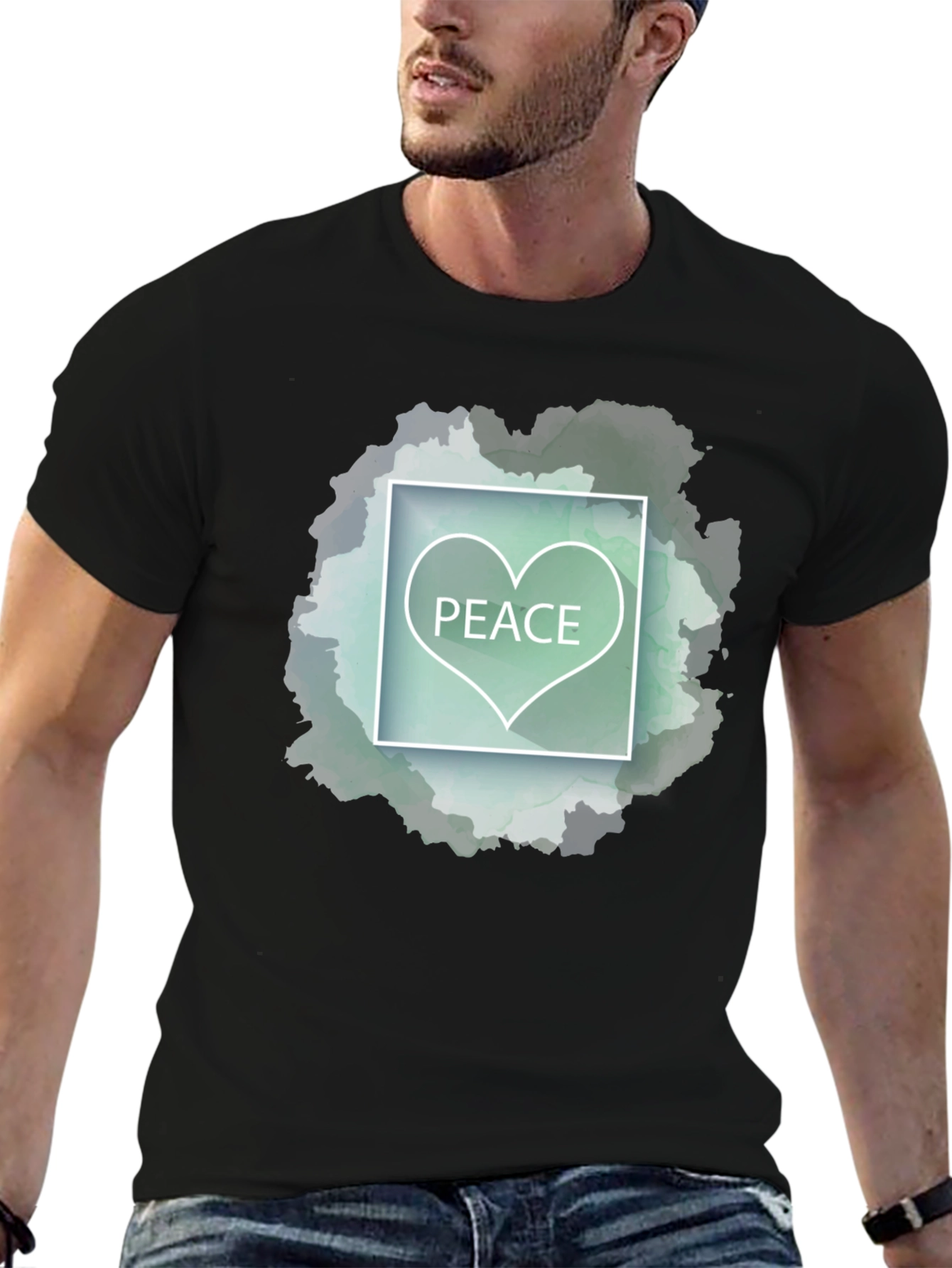 Black Peace Heart Graphic Tee - Stylish Comfort view 6